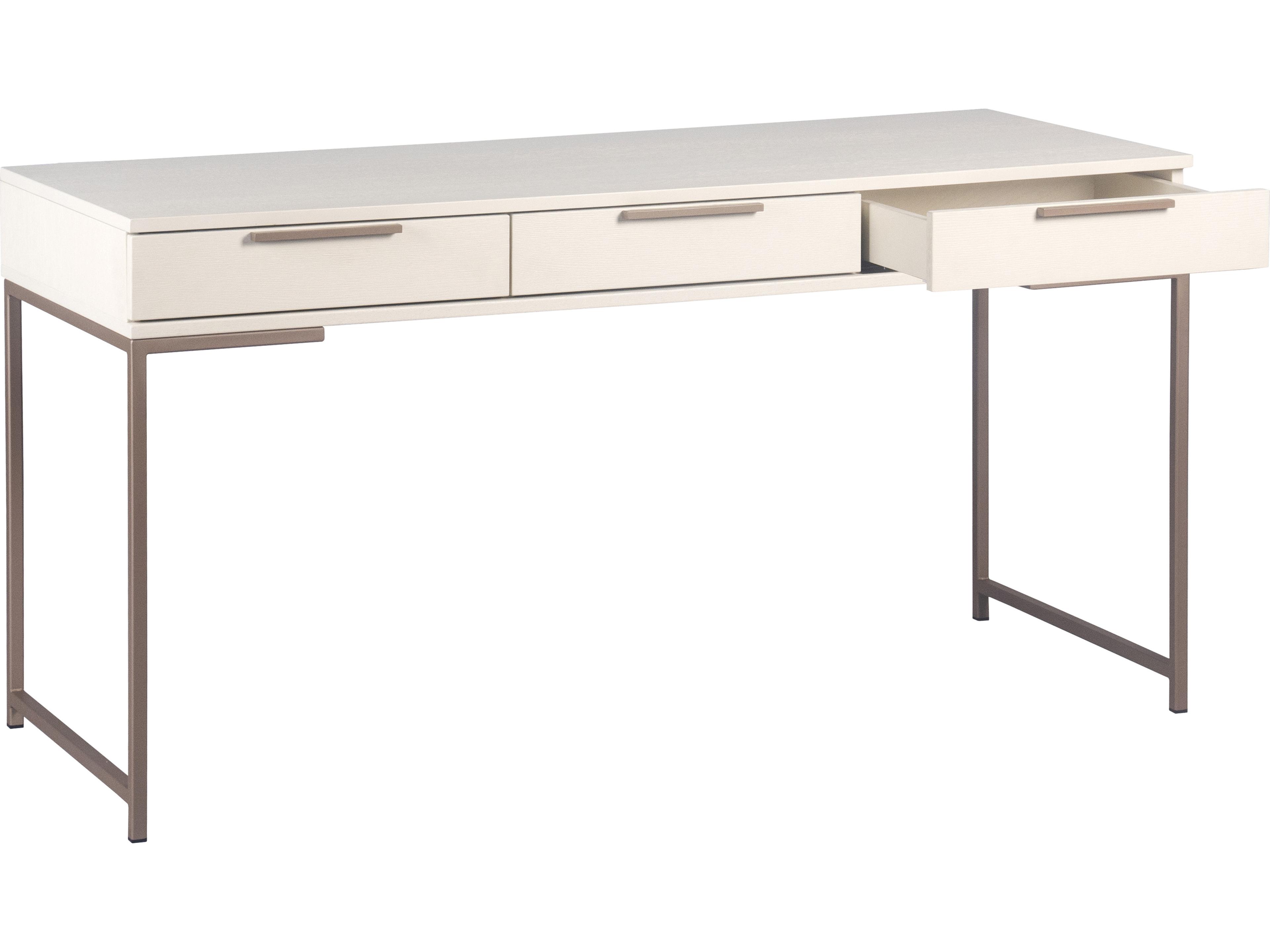 Sunpan Rebel Champagne Gold Cream Beige Oak Wood Secretary Desk