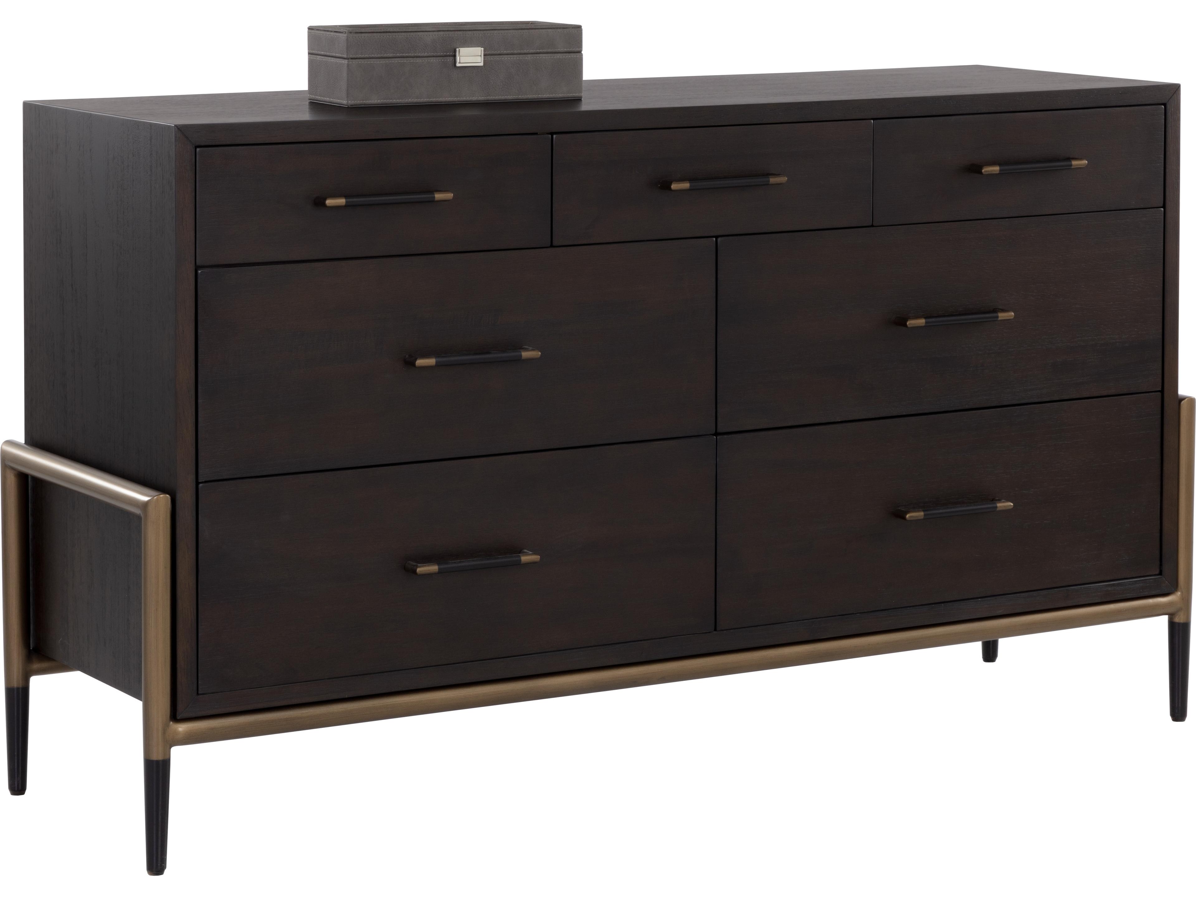 Sunpan Weldrick 7-Drawers Black Acacia Wood Double Dresser