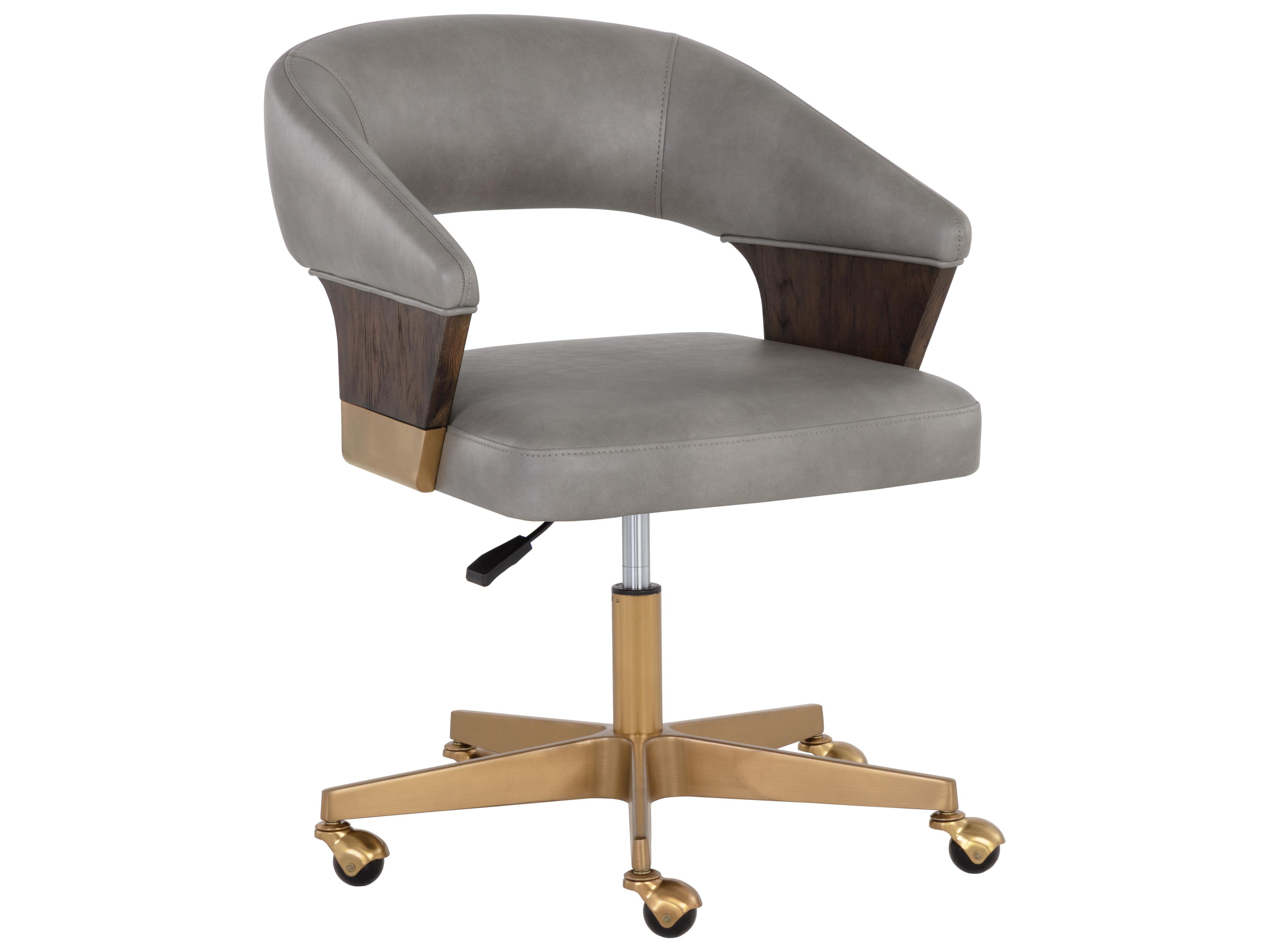 Sunpan Leonce Gray Faux Leather Adjustable Computer Chair