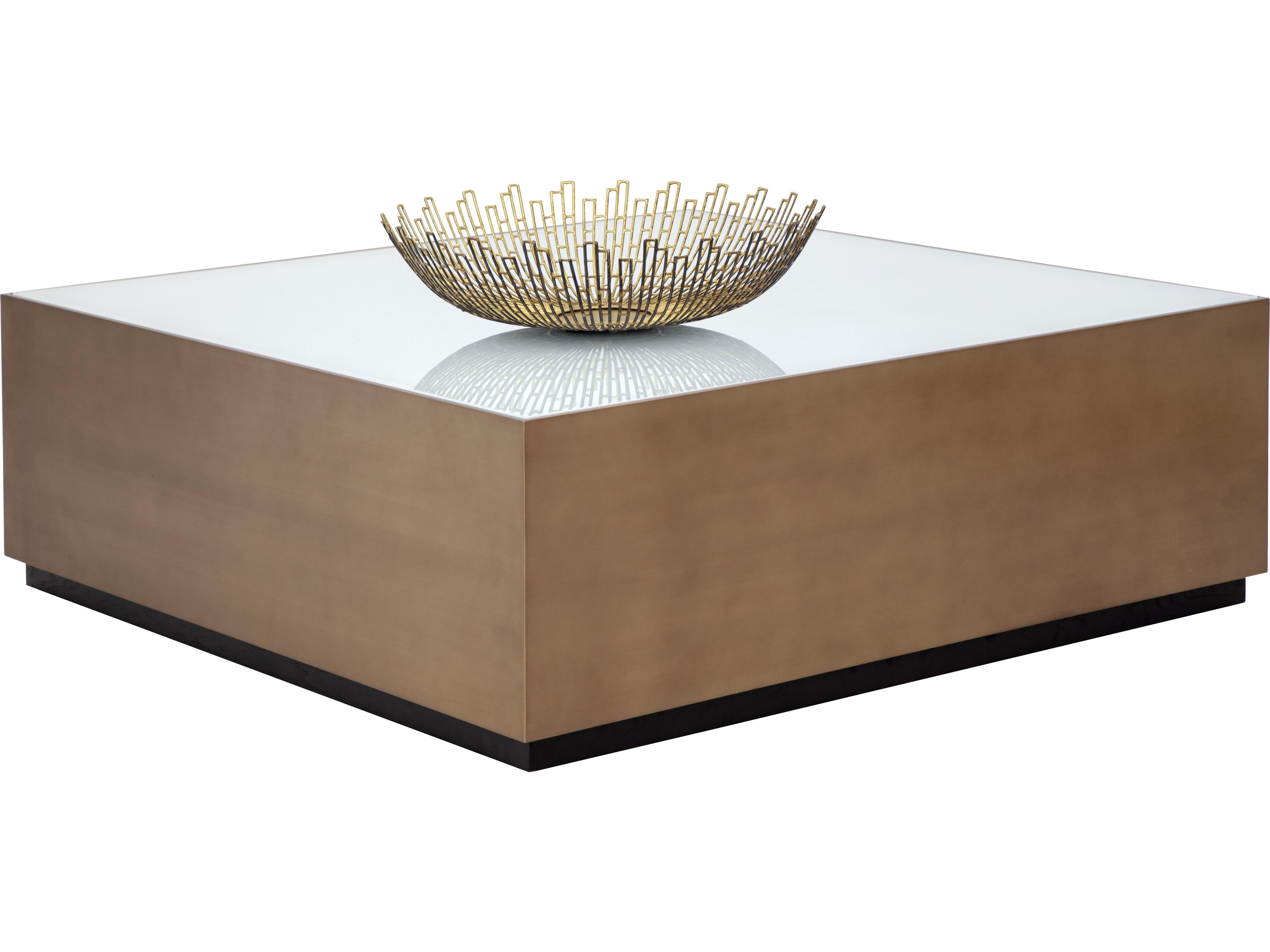 Sunpan Shiloh Square Glass White Black Coffee Table