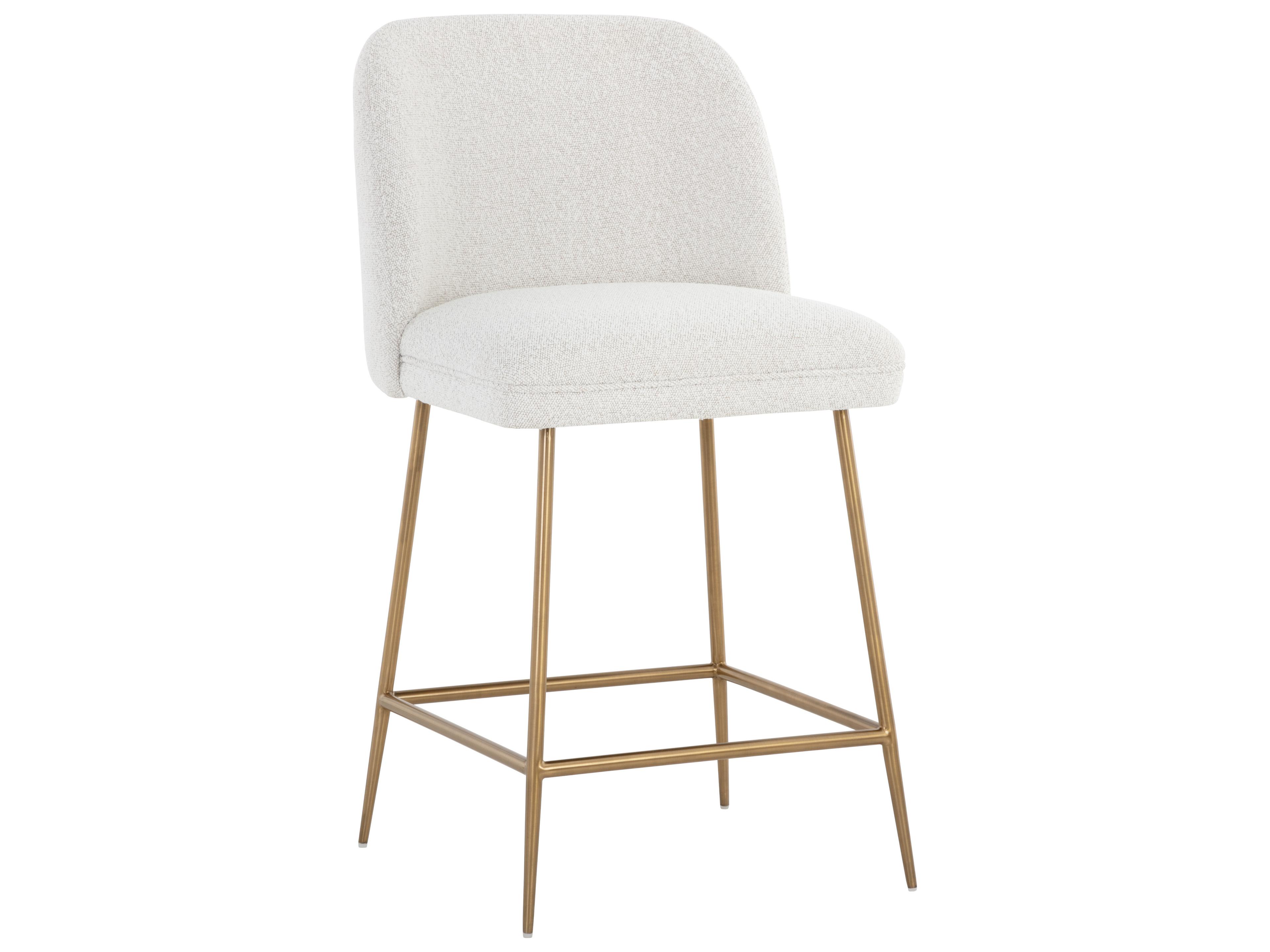 Sunpan Kelty Gold Copenhagen White Upholstered Counter Stool