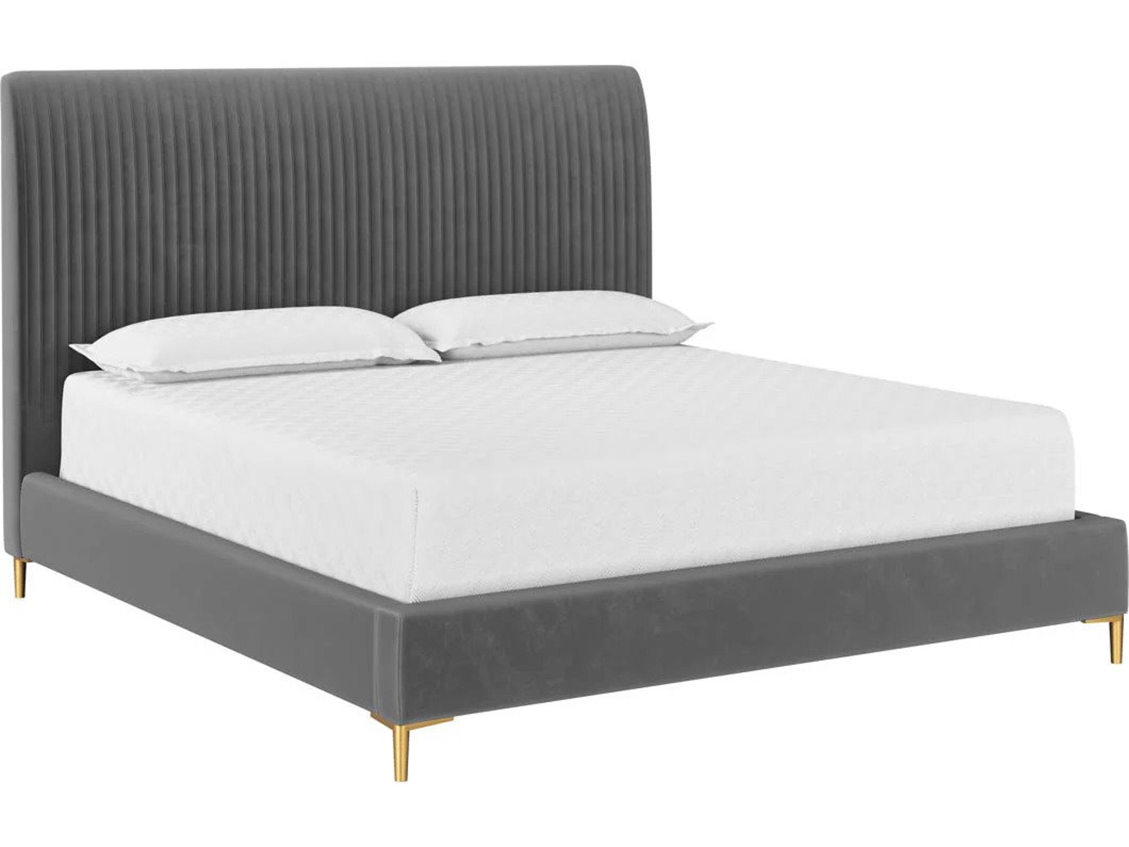 Sunpan Harris Casablanca Storm Gray Upholstered King Platform Bed