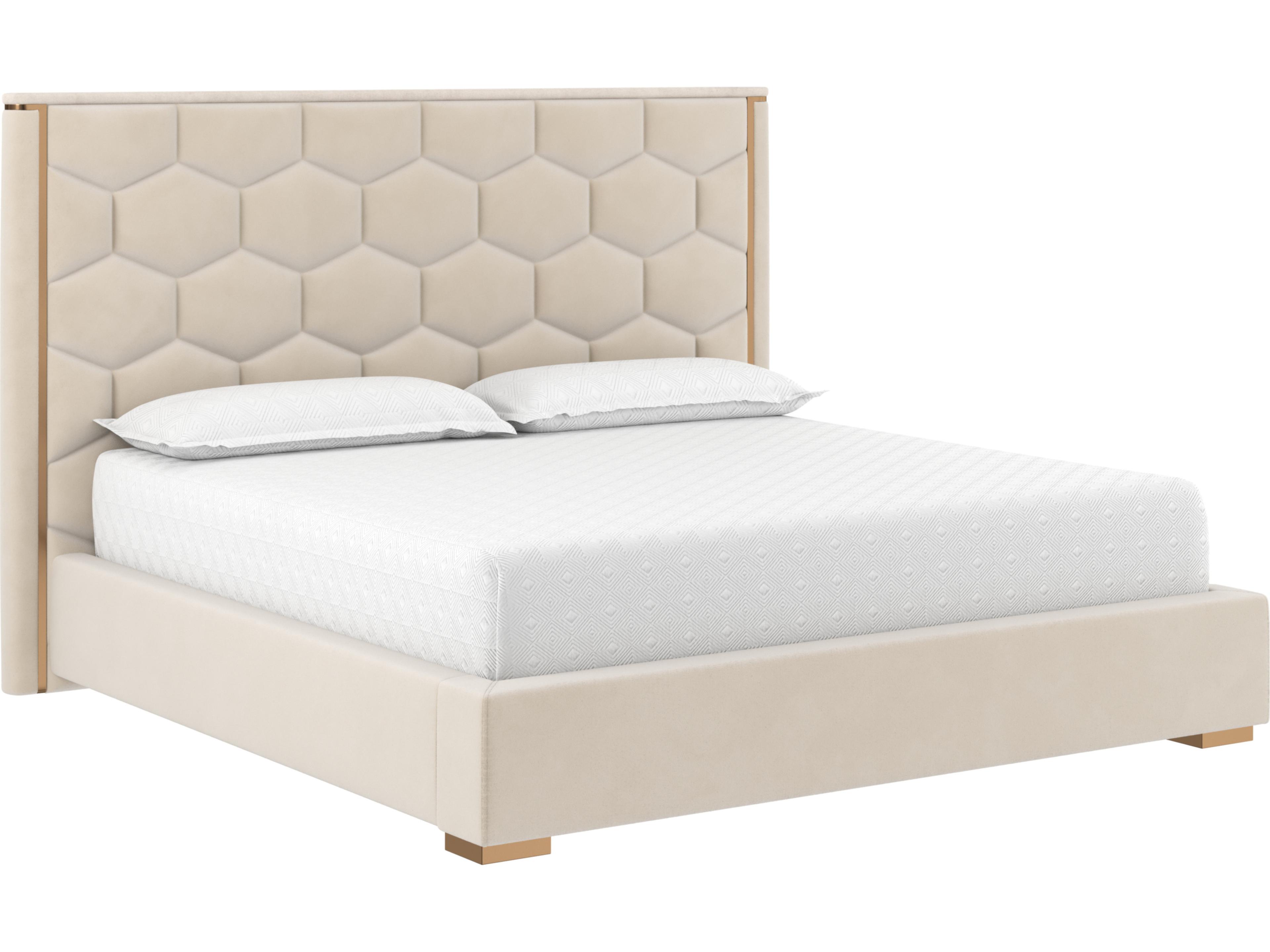 Sunpan Alisha Meg Taupe Beige Upholstered King Platform Bed