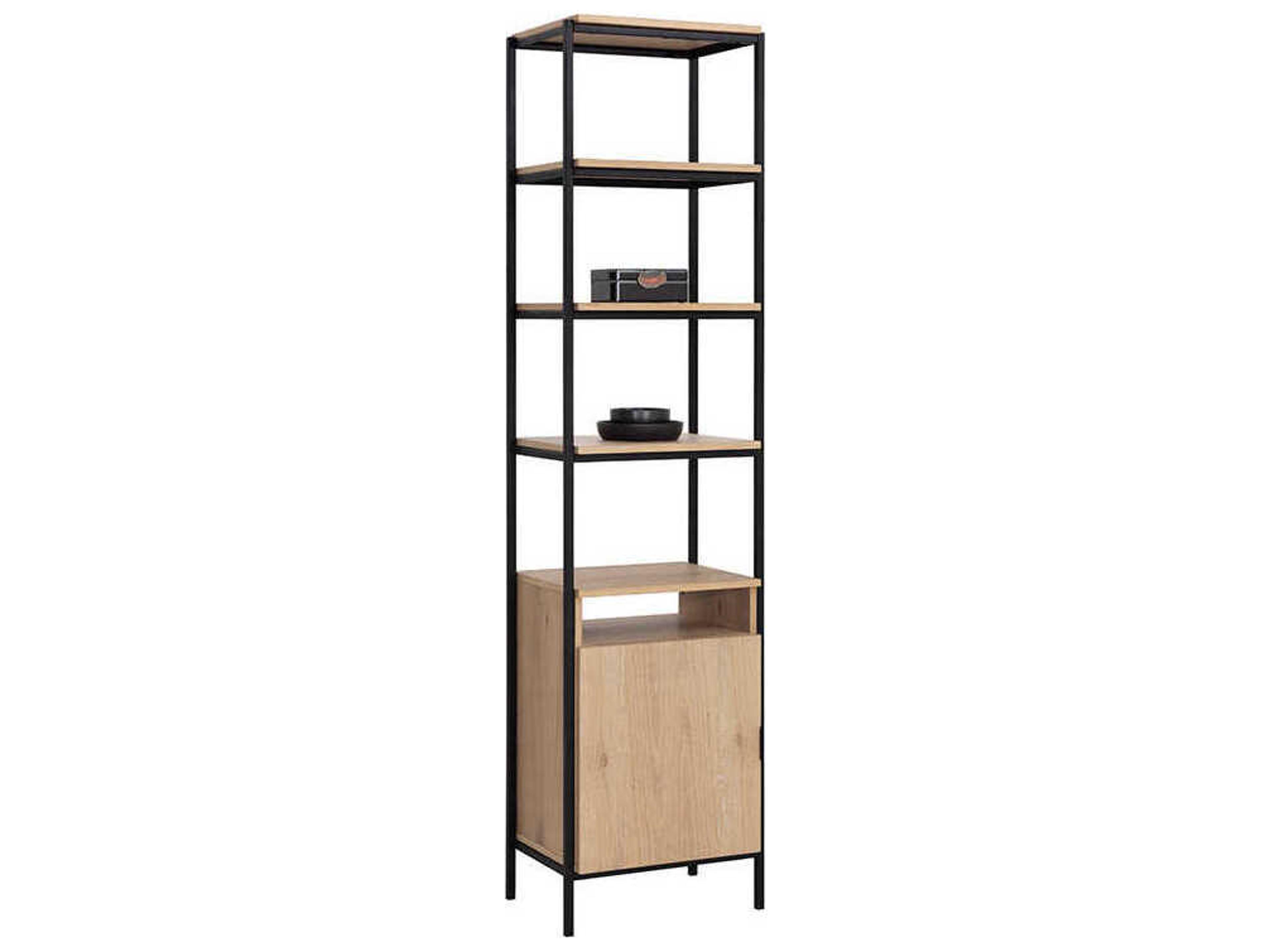 Sunpan Ambrose Rustic Oak Black Bookcase