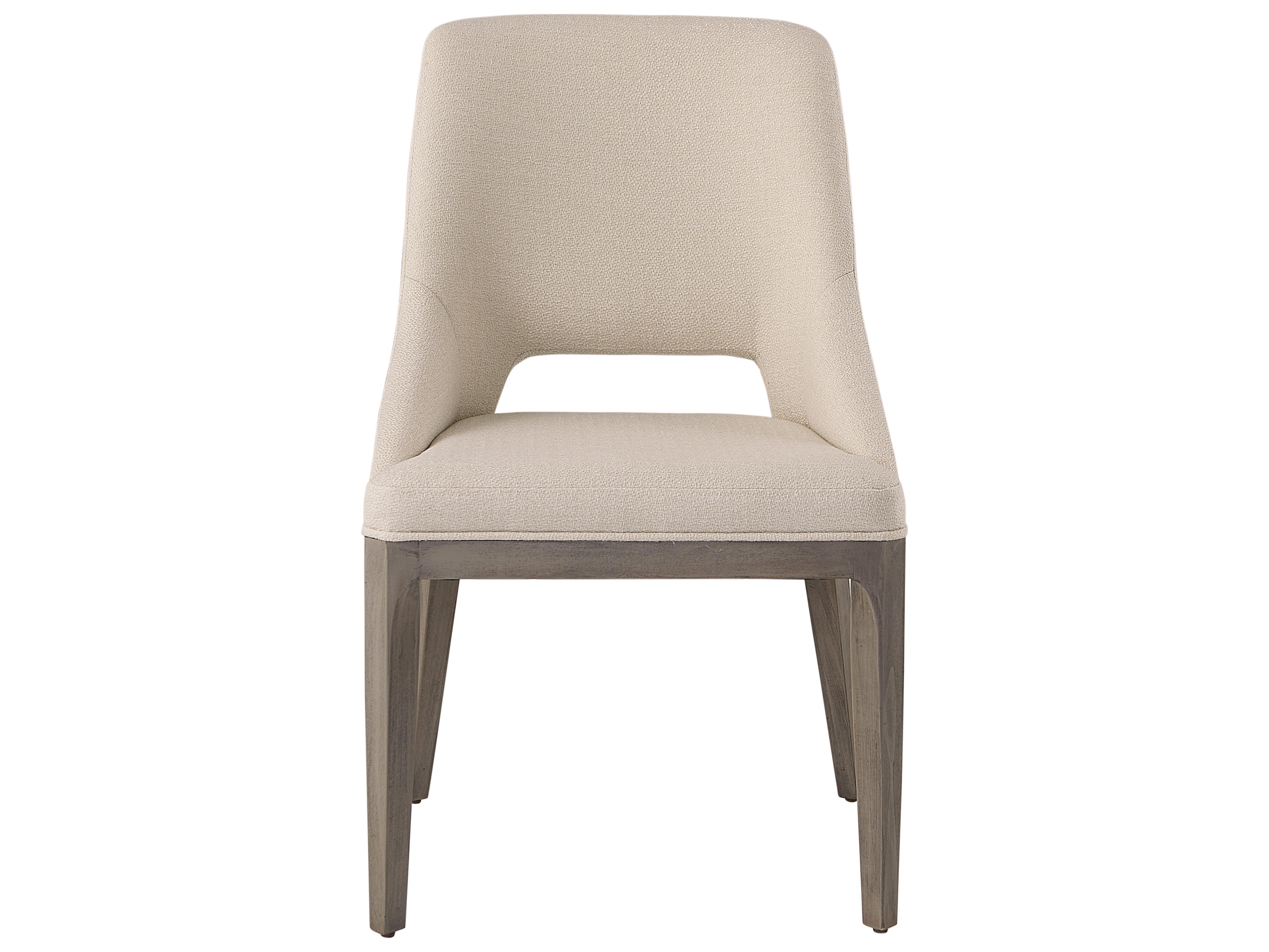Sunpan Estrada Oak Wood Beige Upholstered Side Dining Chair