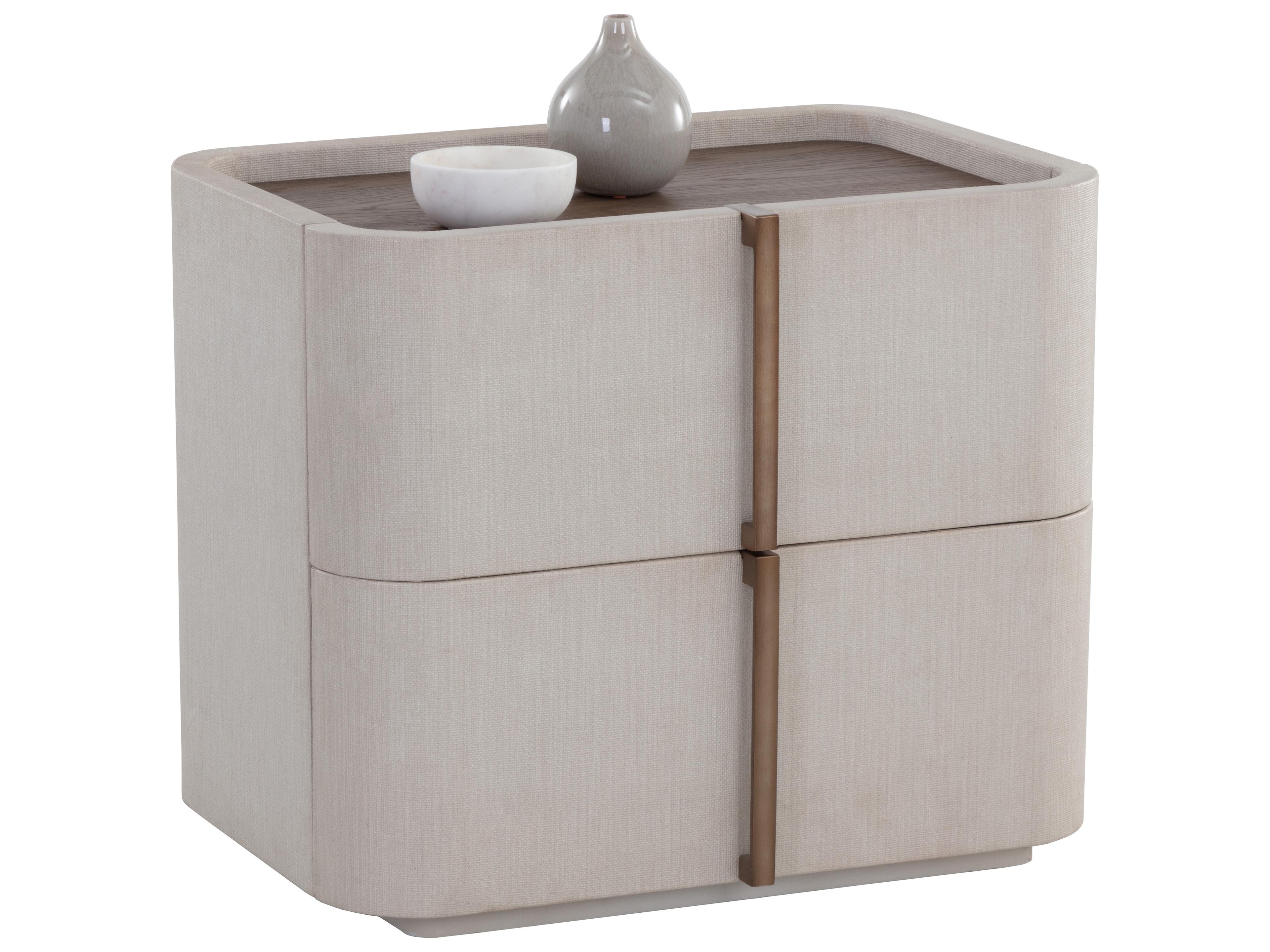 Sunpan Jamille 2-Drawers Cream Nightstand