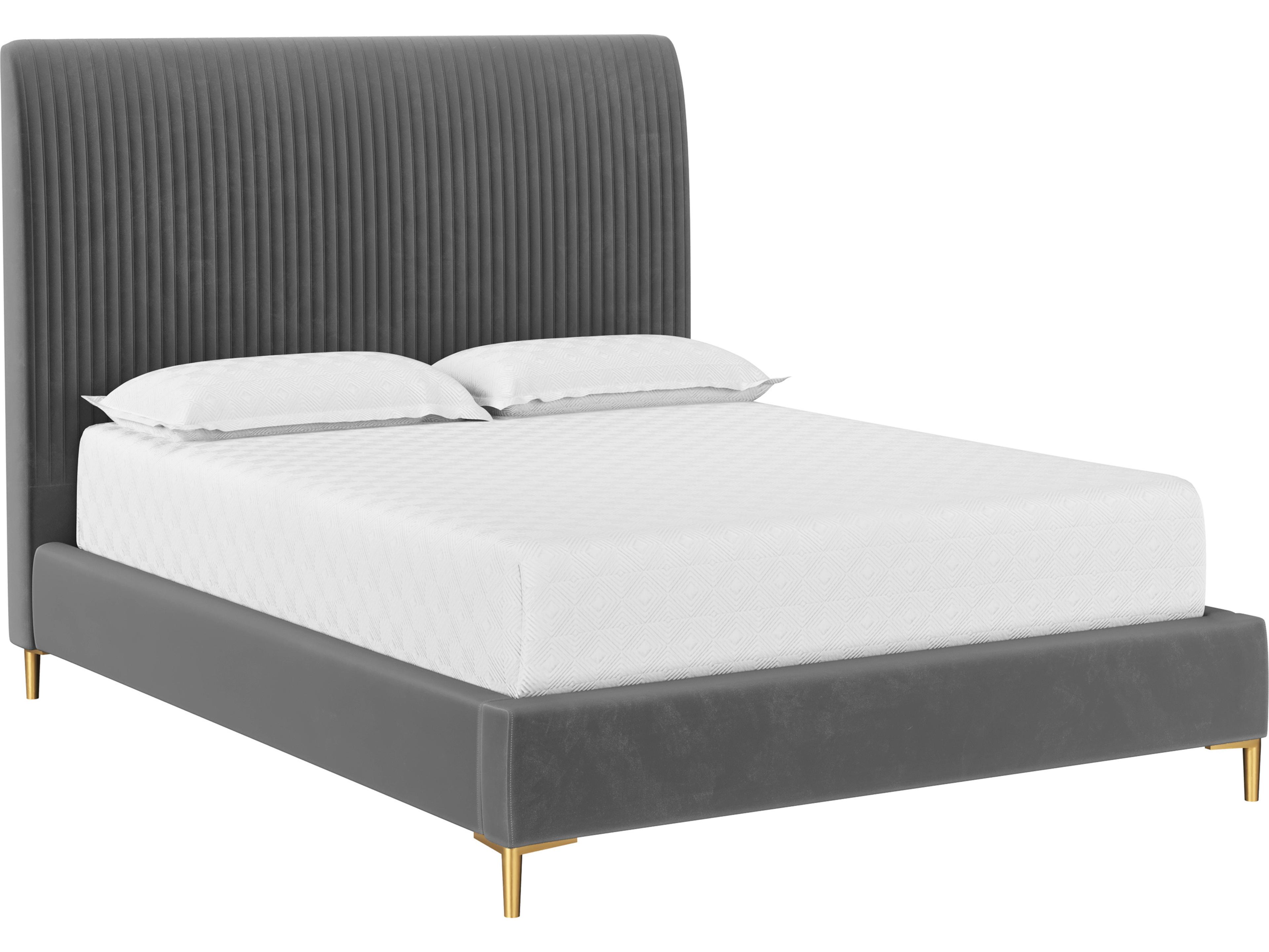 Sunpan Harris Casablanca Storm Gray Upholstered Queen Platform Bed
