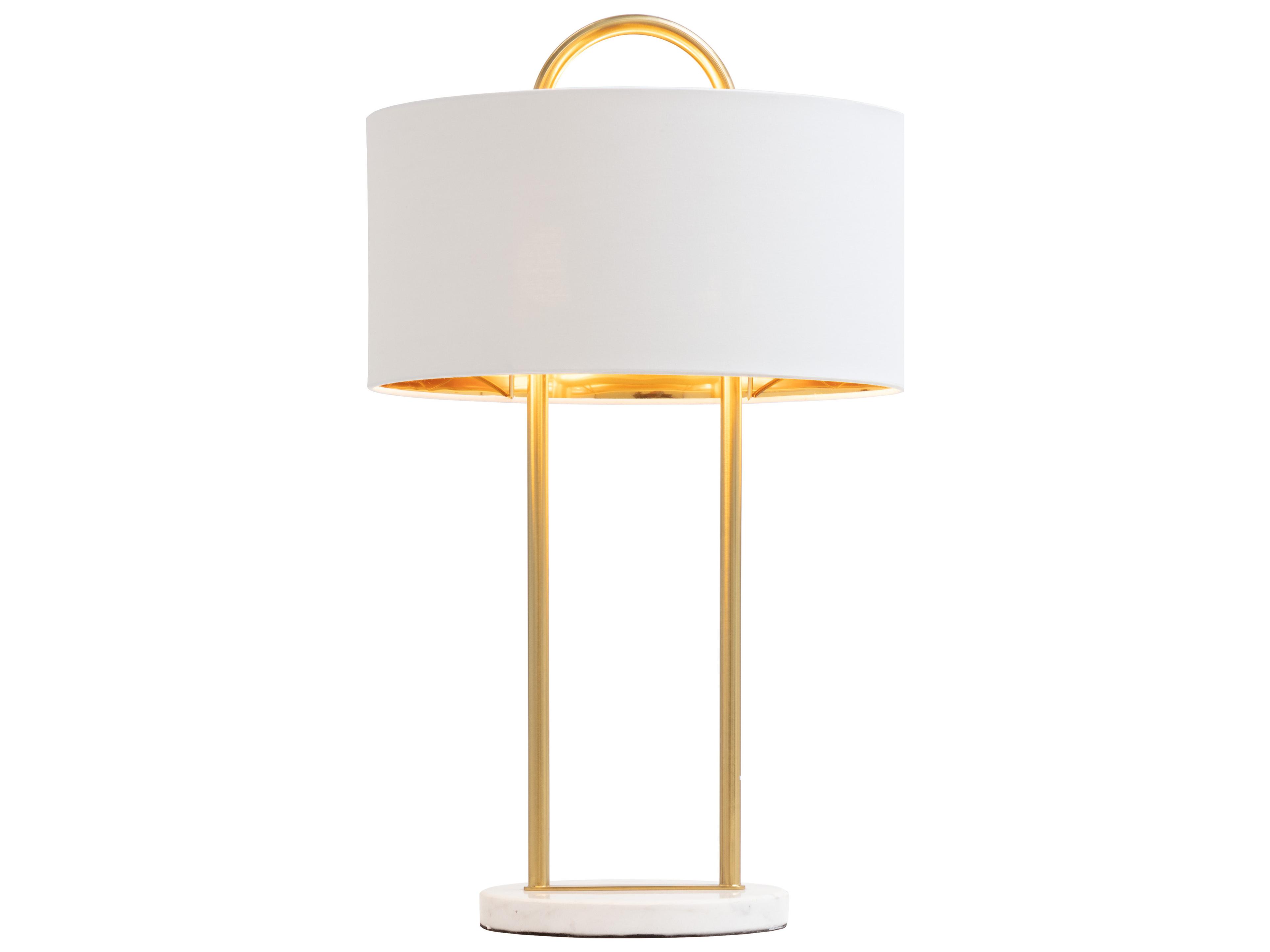Sunpan Kezna Table Lamp in White Marble in Matte White
