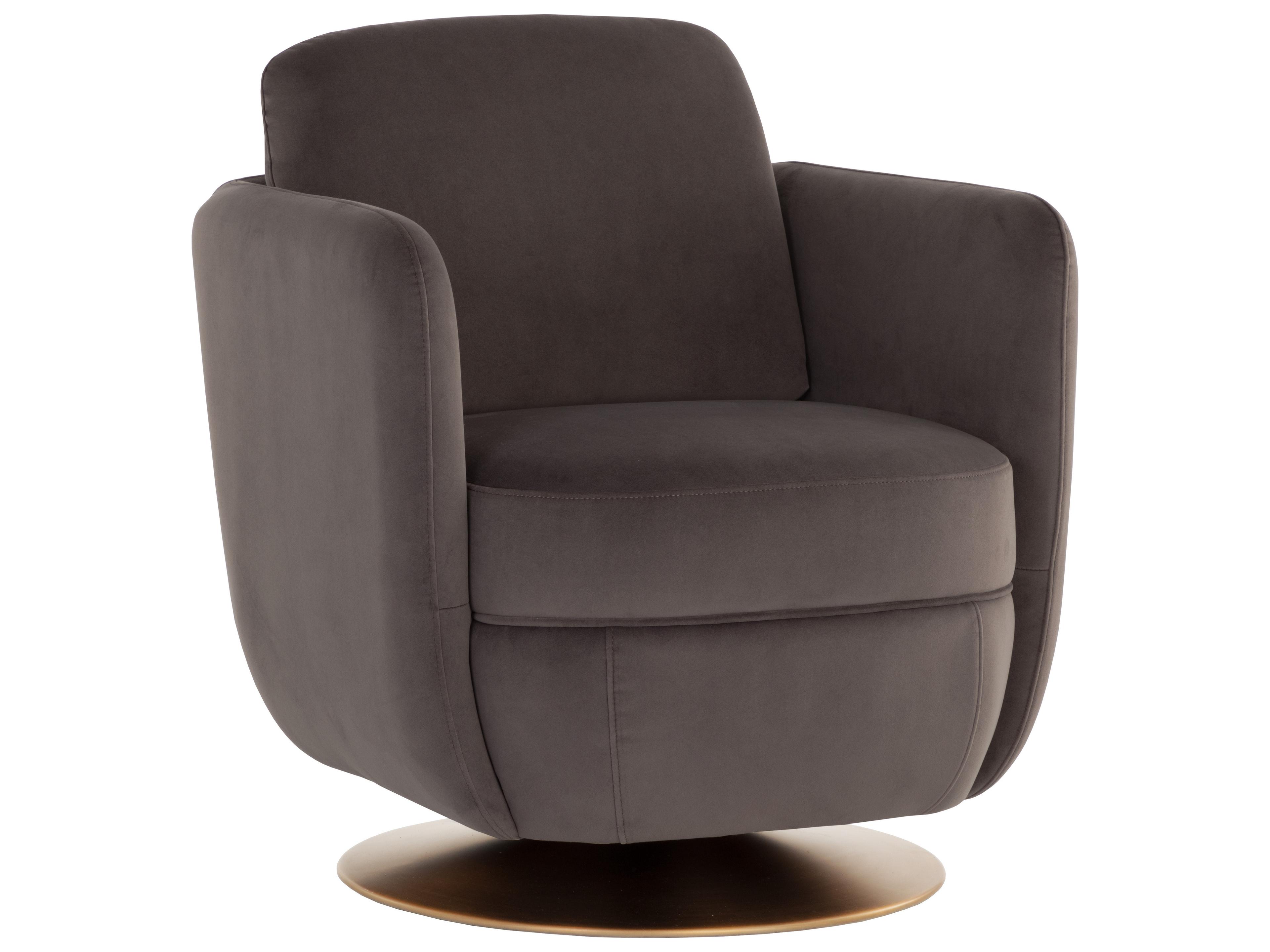Sunpan Gilley Swivel Brown Fabric Accent Chair