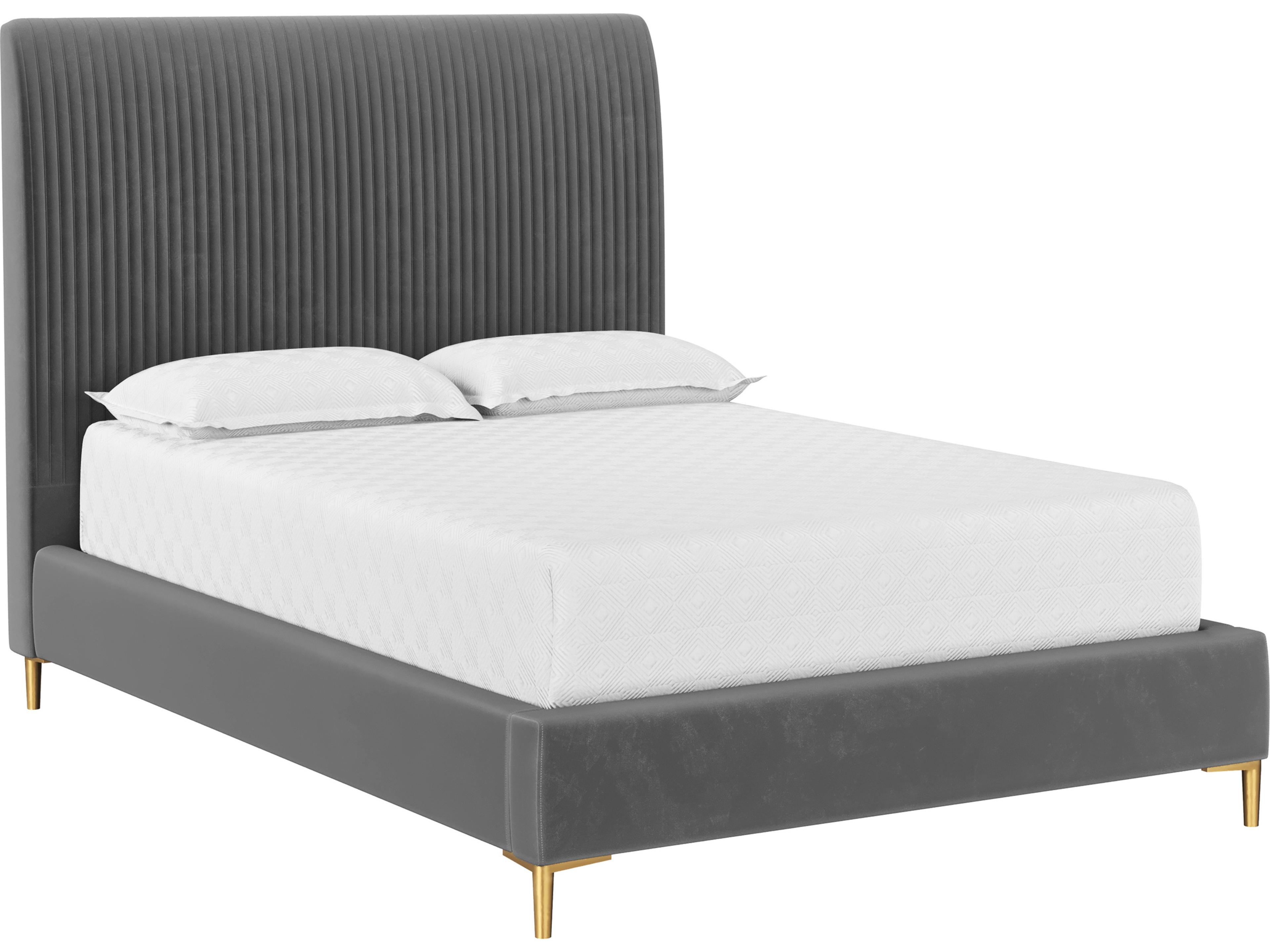 Sunpan Harris Grey Upholstered Full Platform Bed
