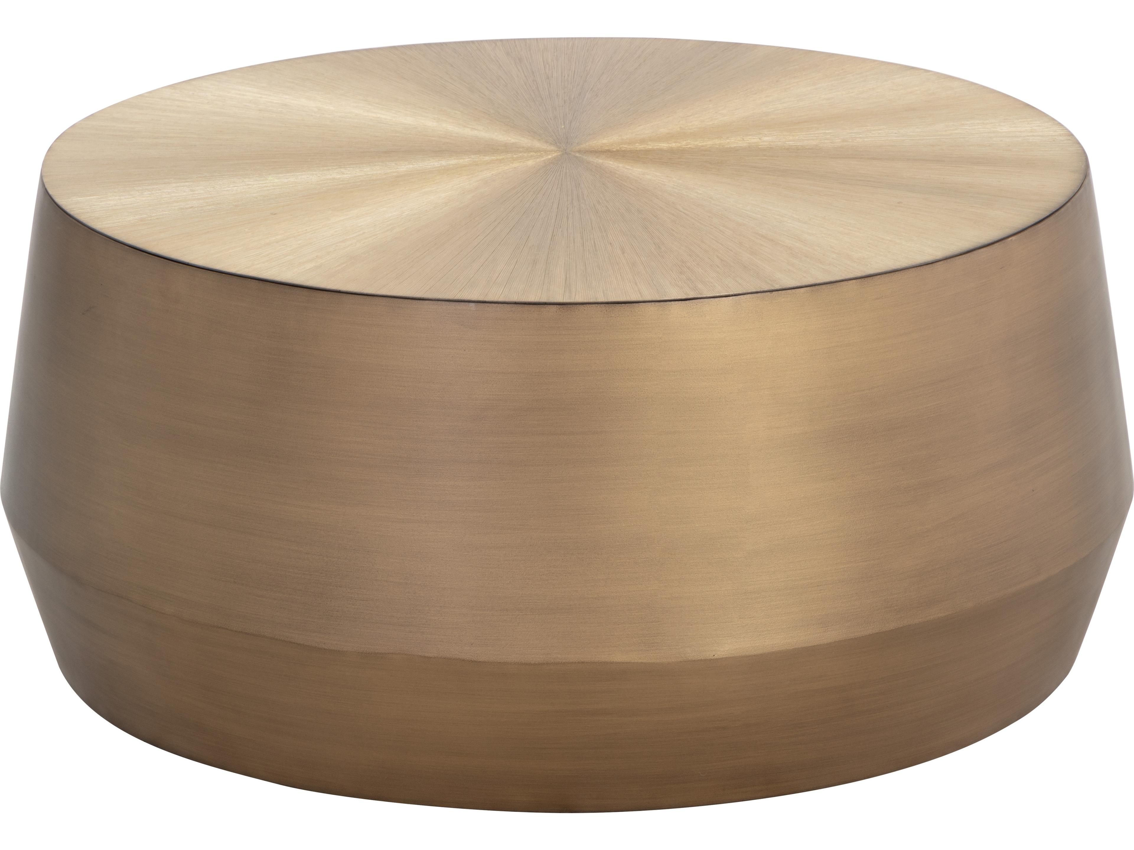 Sunpan Creed Round Metal Antique Gold Coffee Table