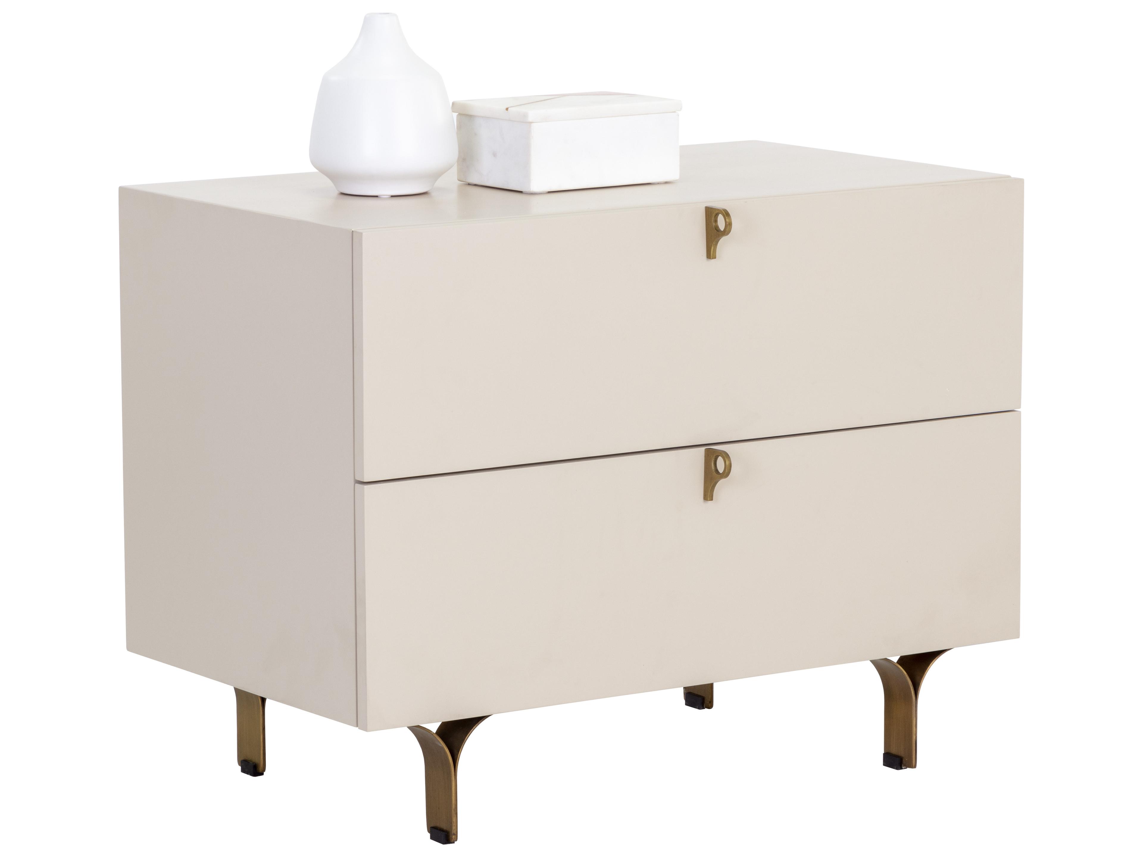 Sunpan Celine 2-Drawers Cream Nightstand