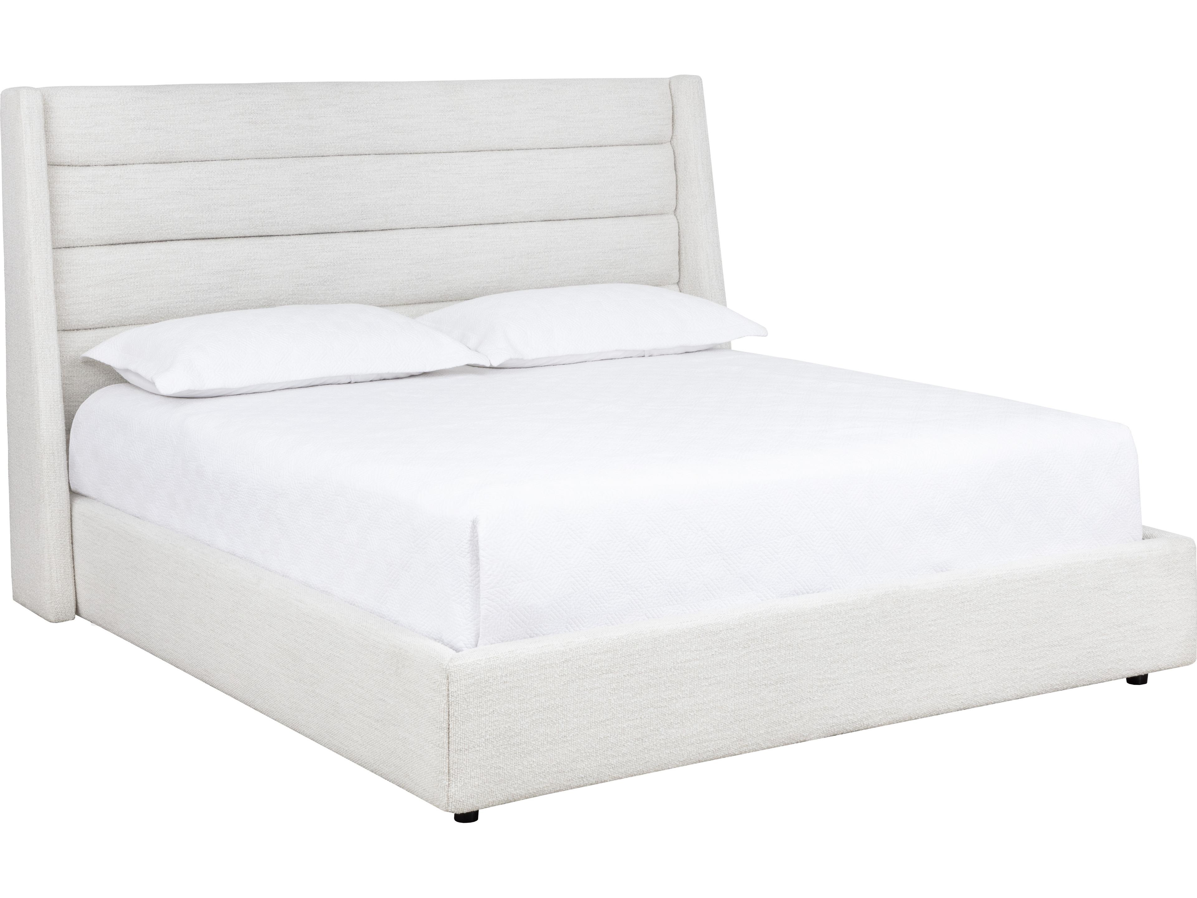 Sunpan Emmit Merino Pearl White Upholstered King Platform Bed