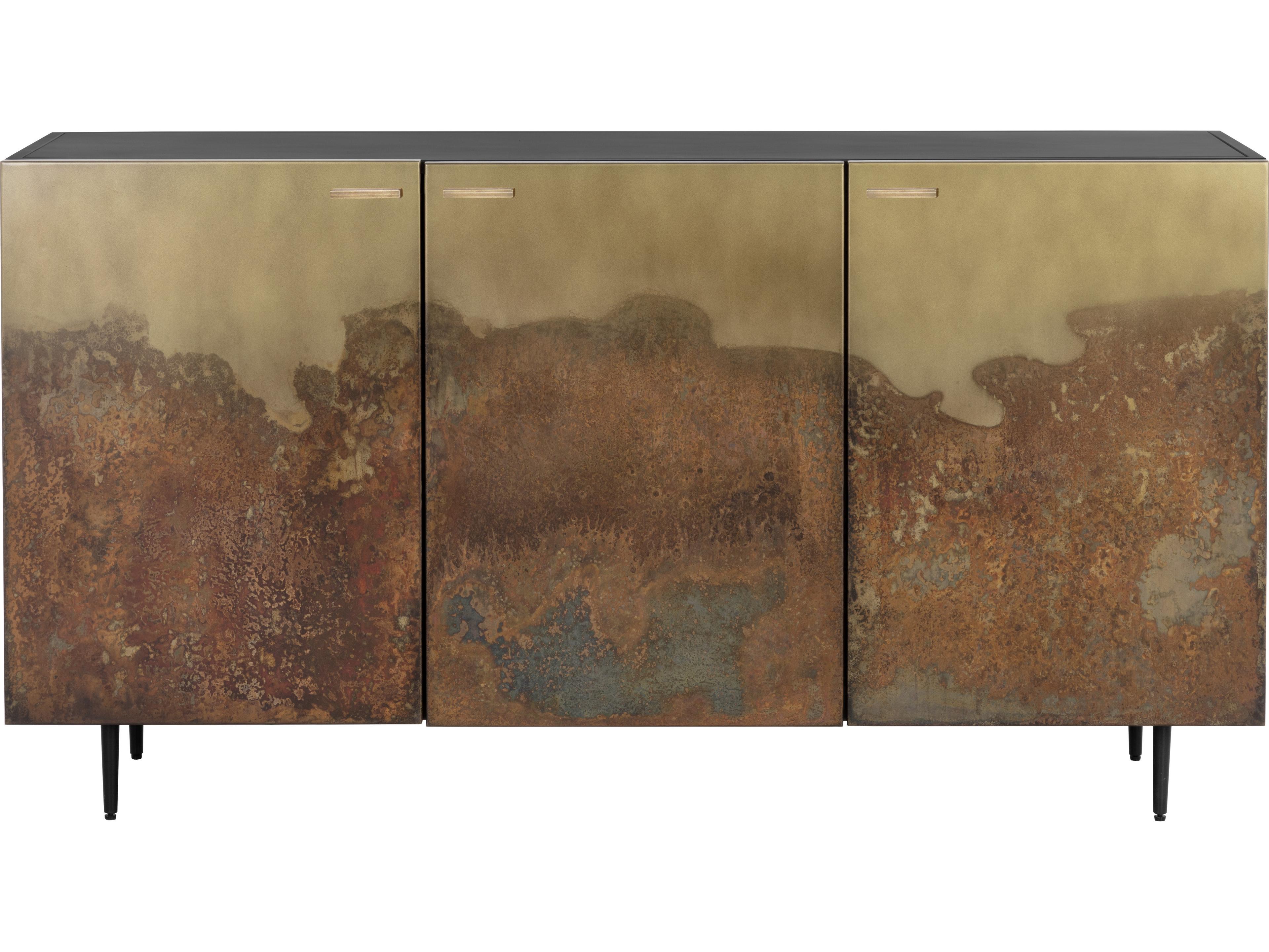 Sunpan Auburn 60" Antique Brass Black Sideboard