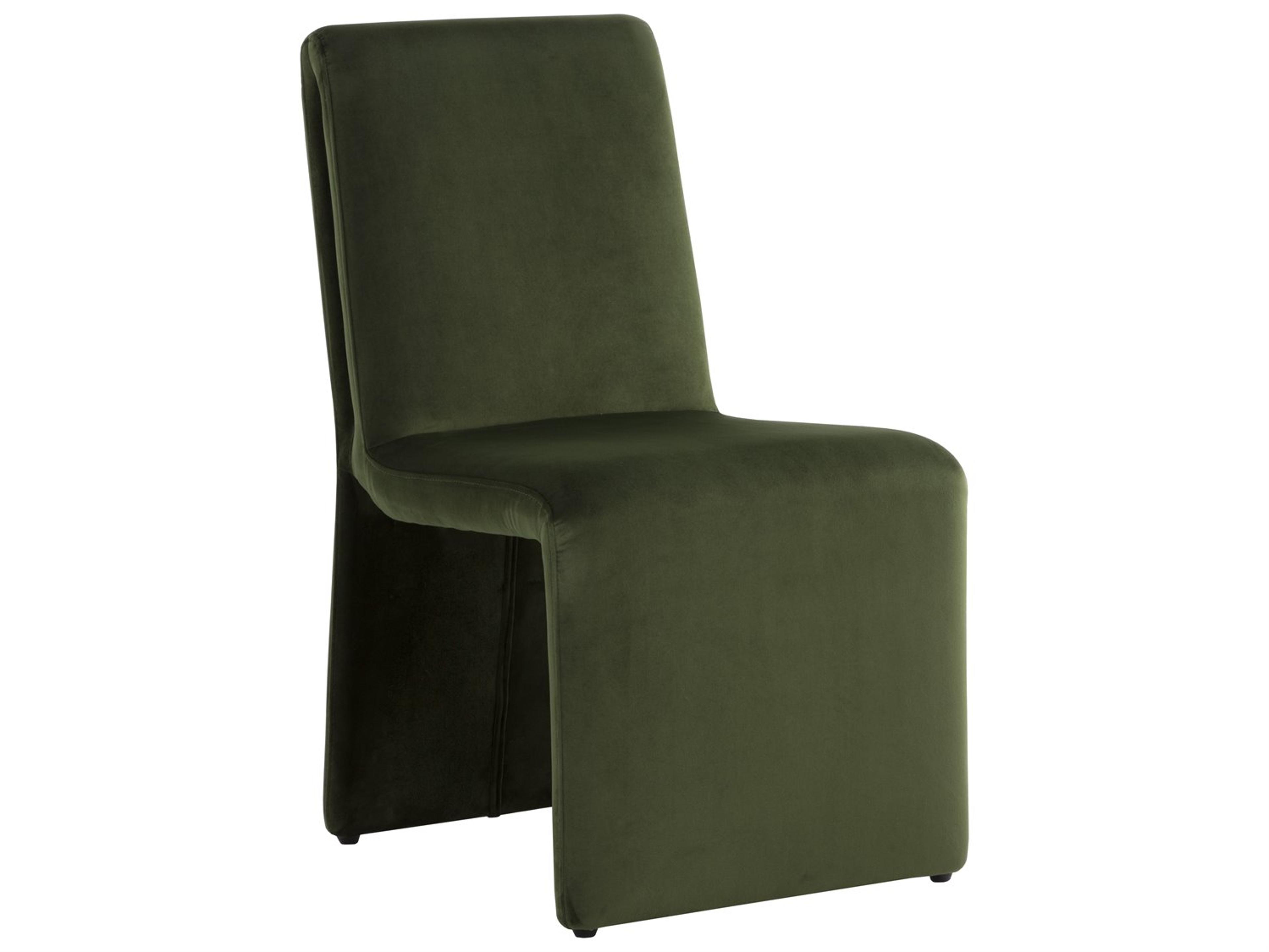 Sunpan Cascata Green Upholstered Side Dining Chair