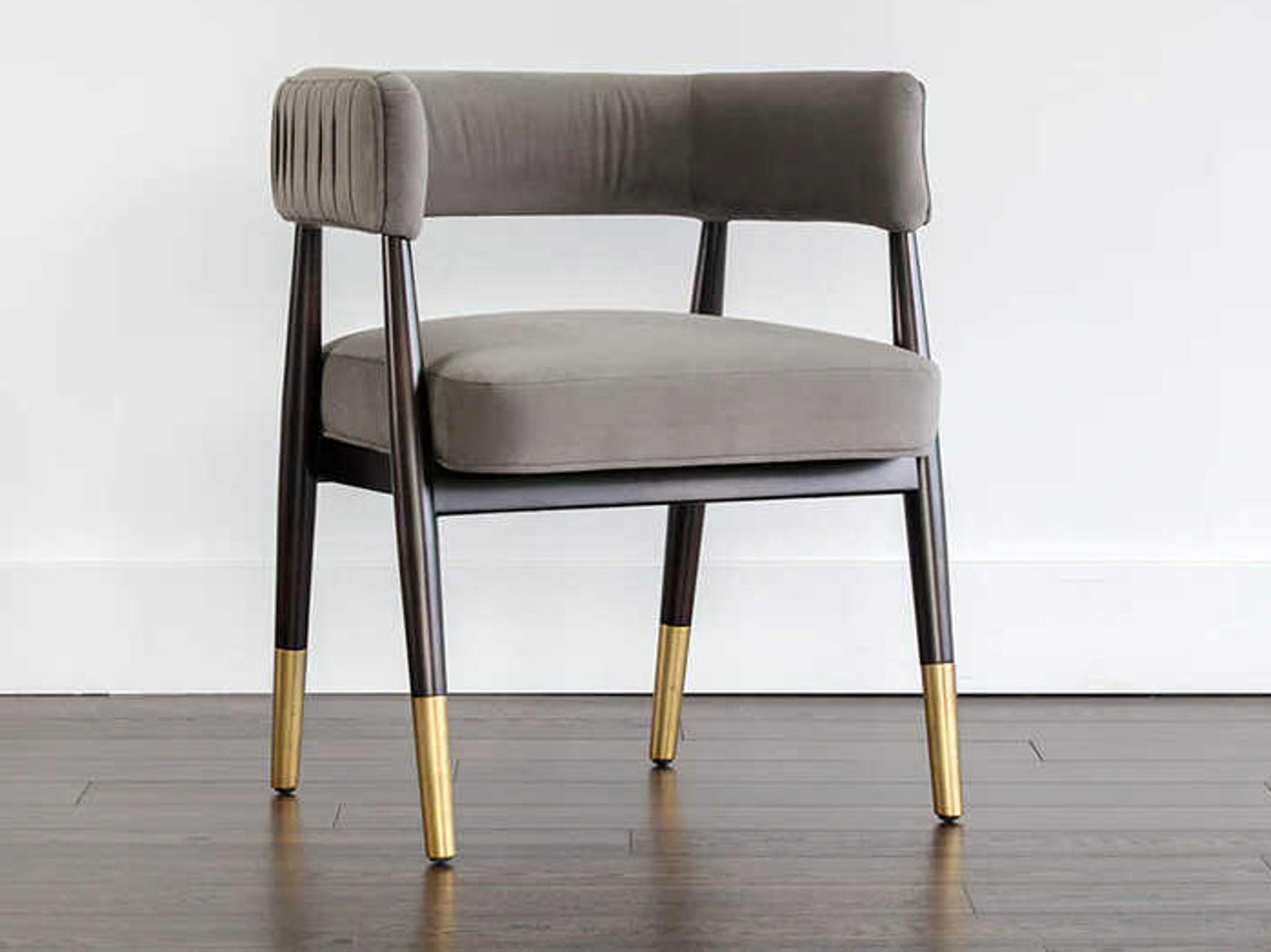 Sunpan Westport Birch Wood Gray Upholstered Arm Dining Chair