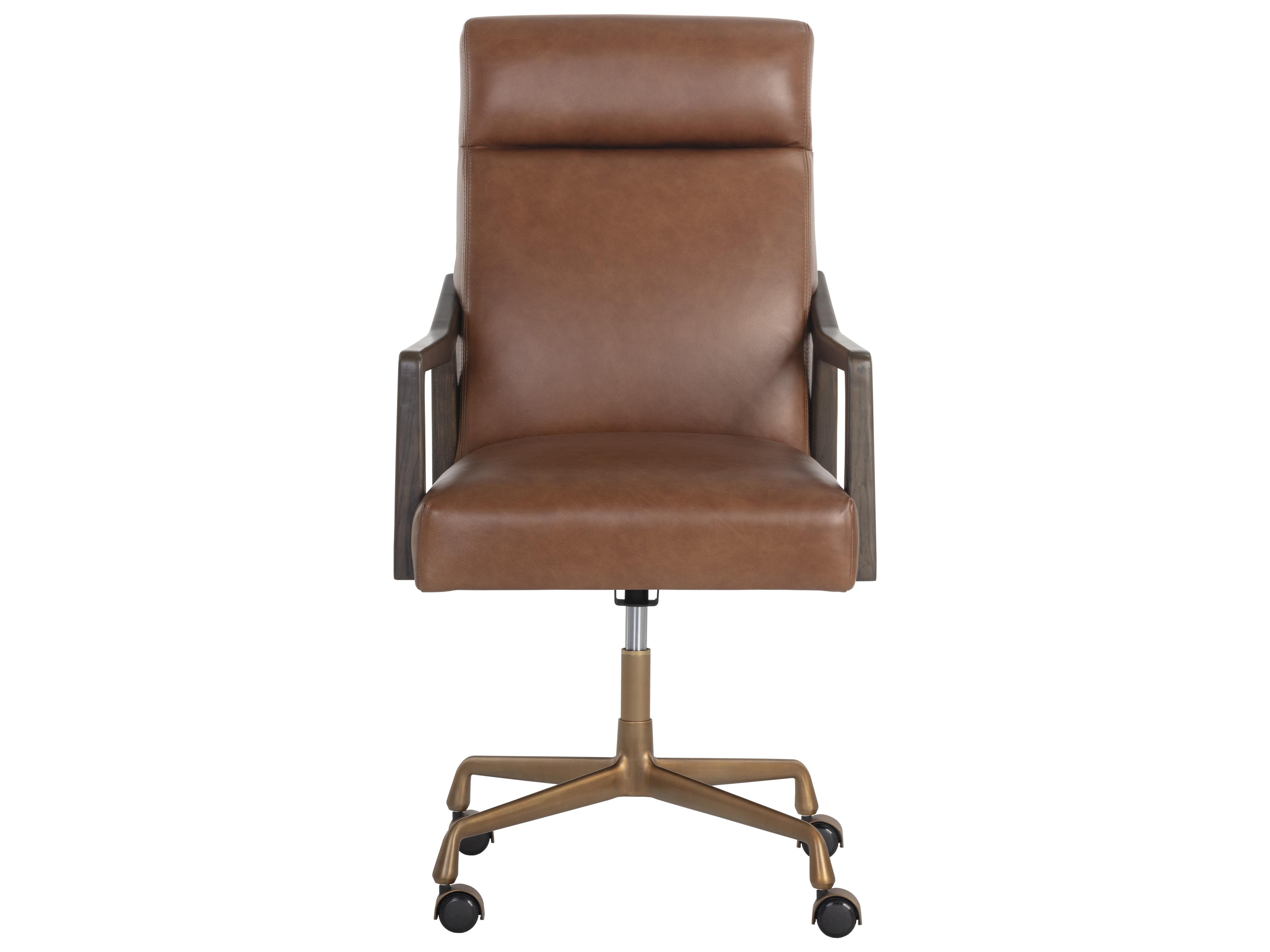 Sunpan Westport Brown Leather Adjustable Computer Office Chair