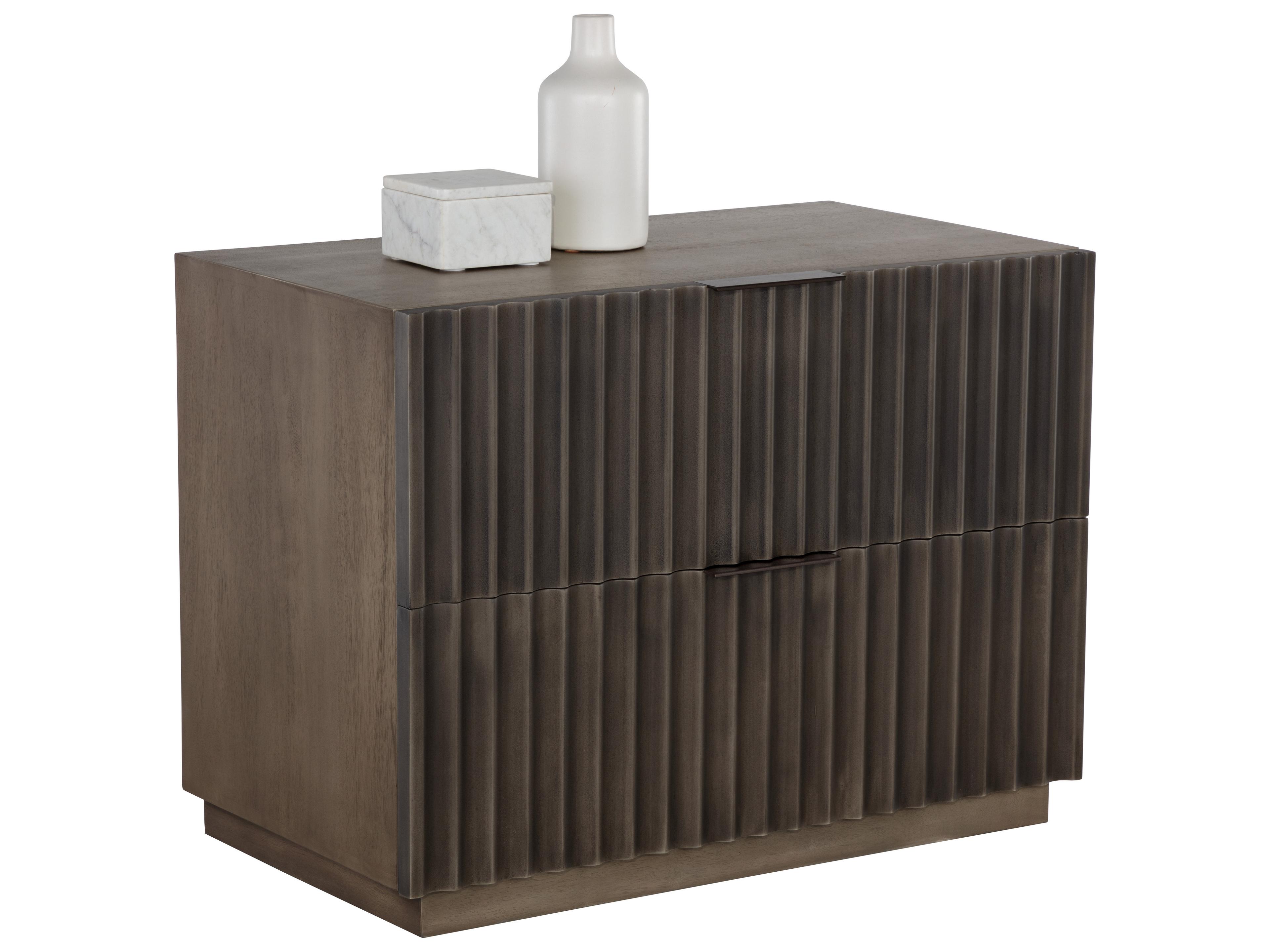 Sunpan Carlin 2-Drawers Brown Mango Wood Nightstand