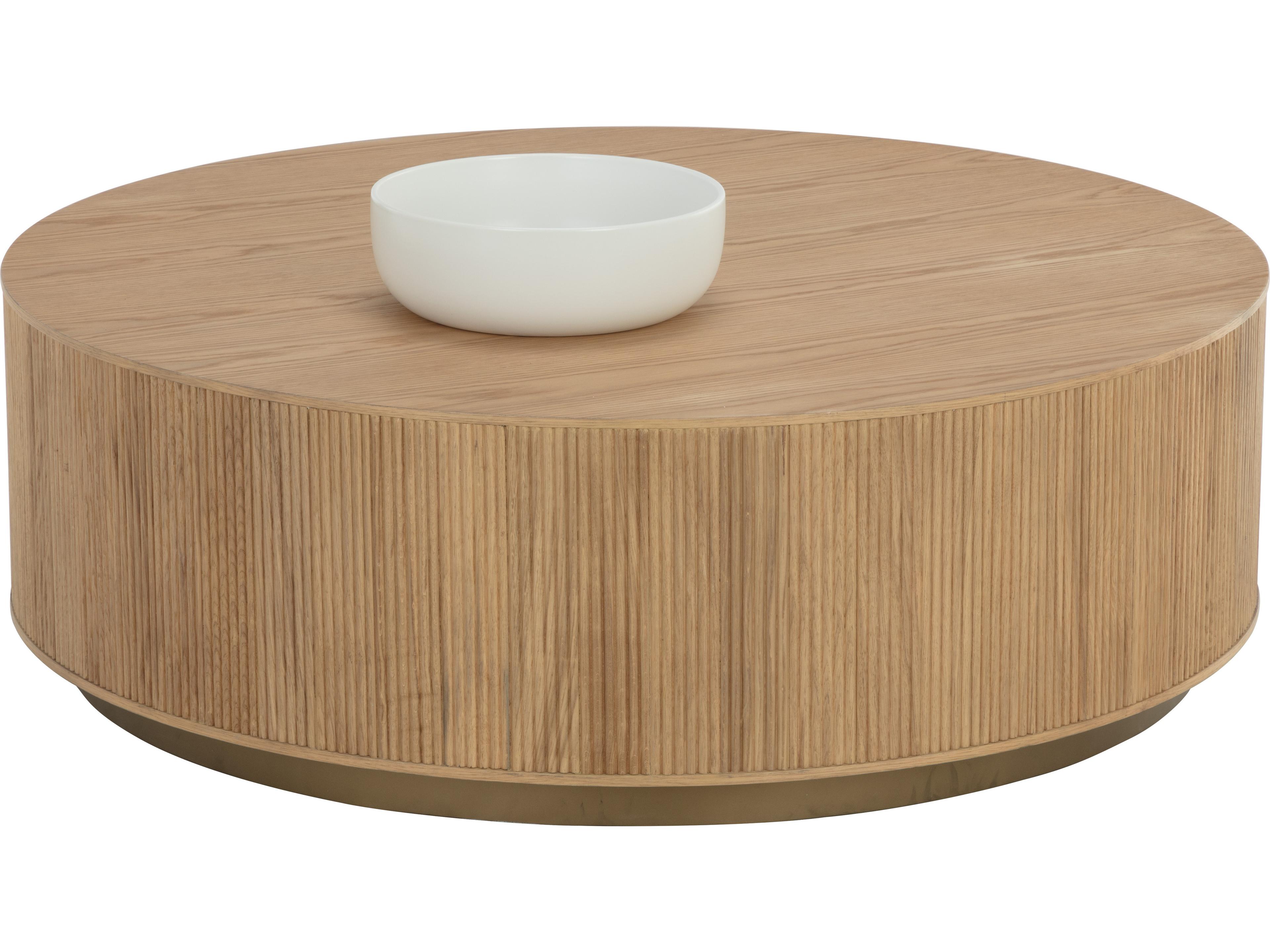 Sunpan Kalla Round Wood Brown Coffee Table