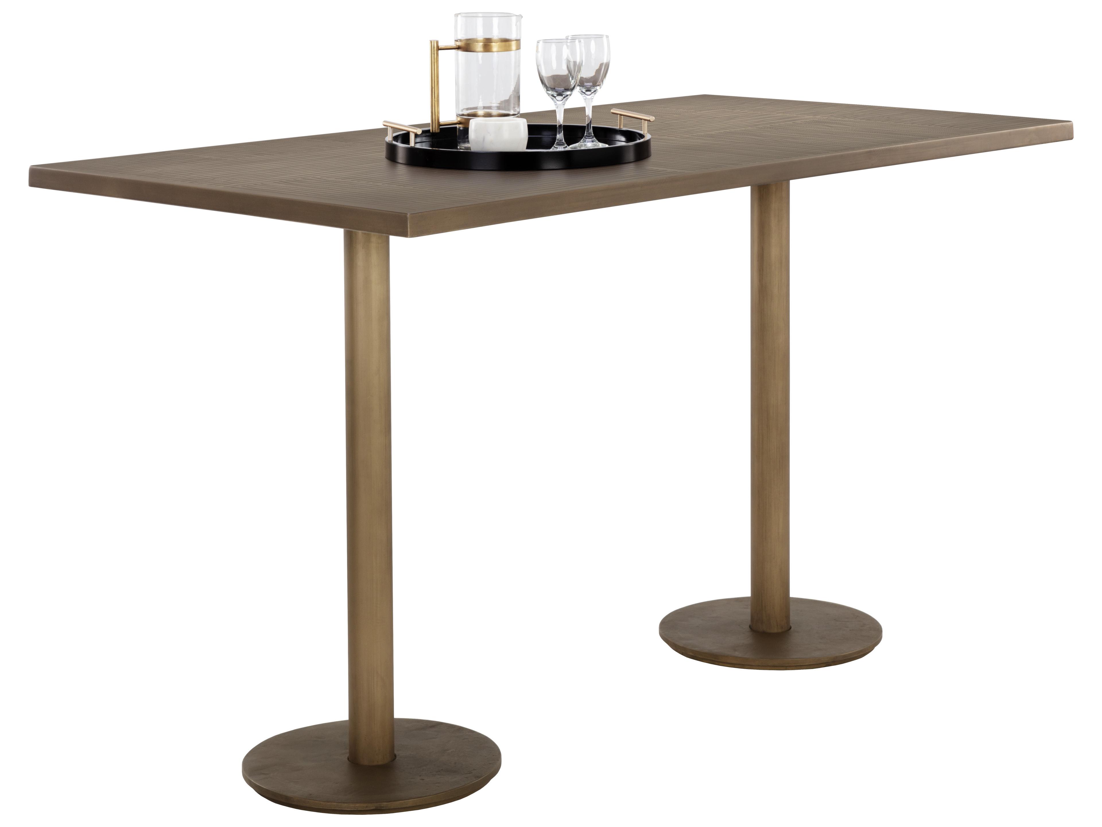 Sunpan Corina Gold Rectangular Metal Bar Table