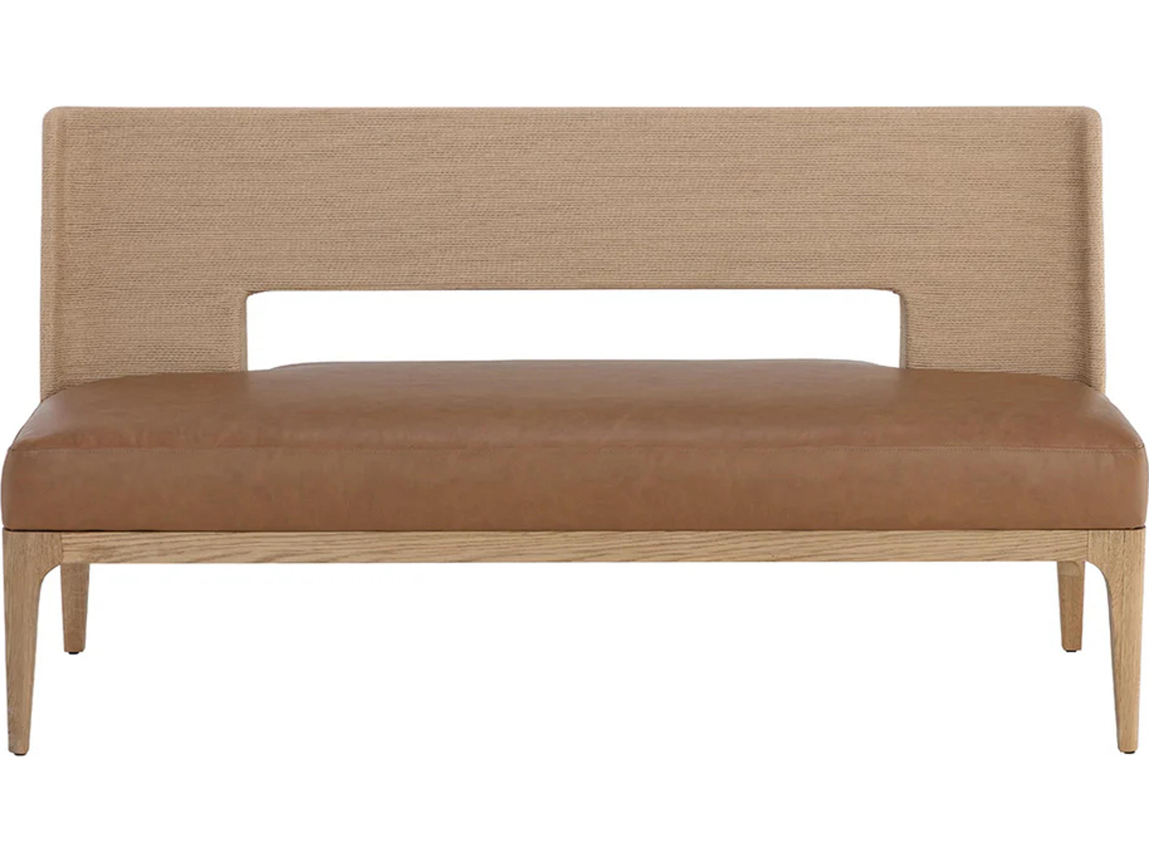 Sunpan Brocco Milliken Cognac Brown Faux Leather Accent Bench