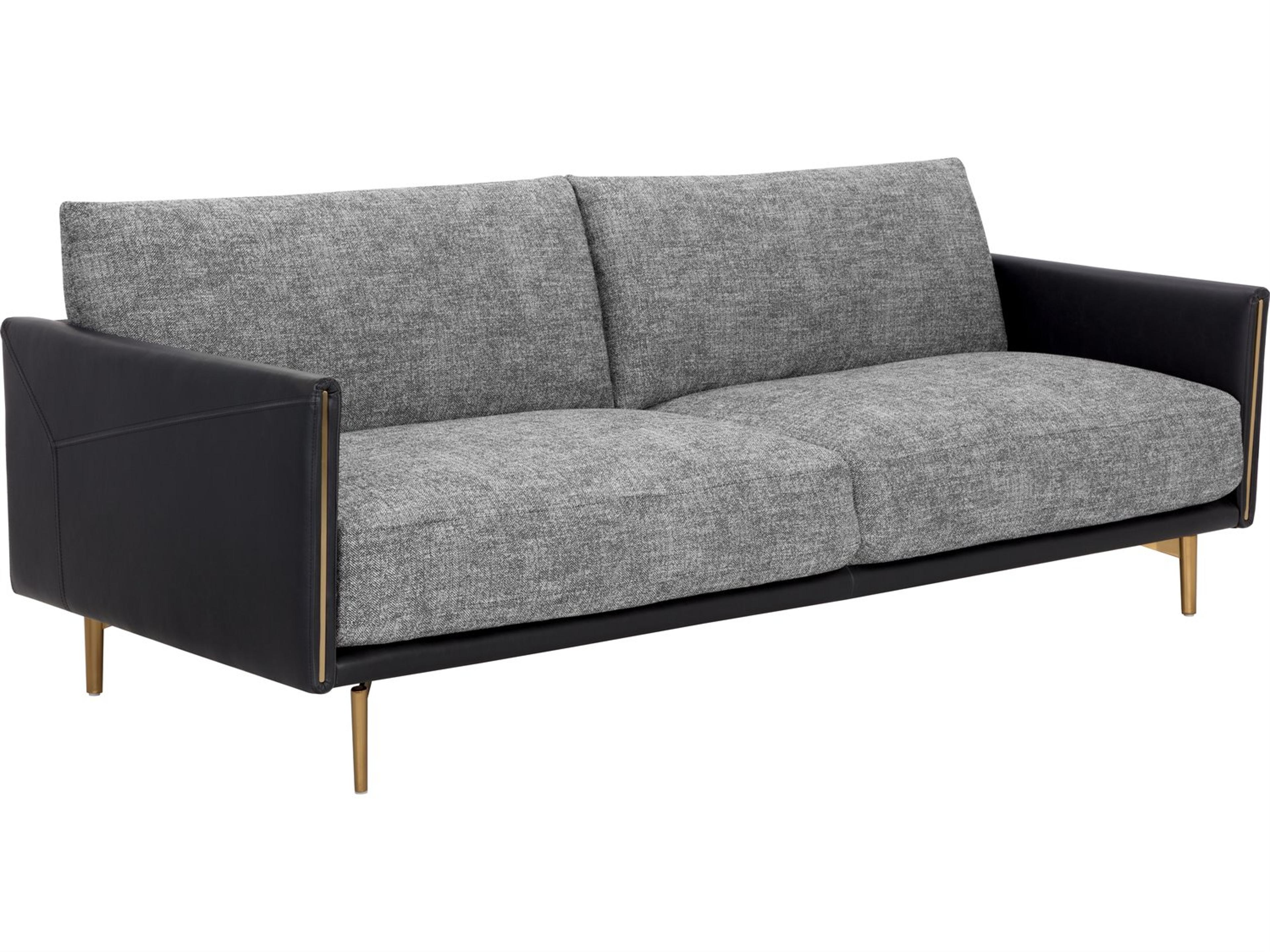 Sunpan Ashi Nash Zebra Coal Black Gray Upholstered Sofa