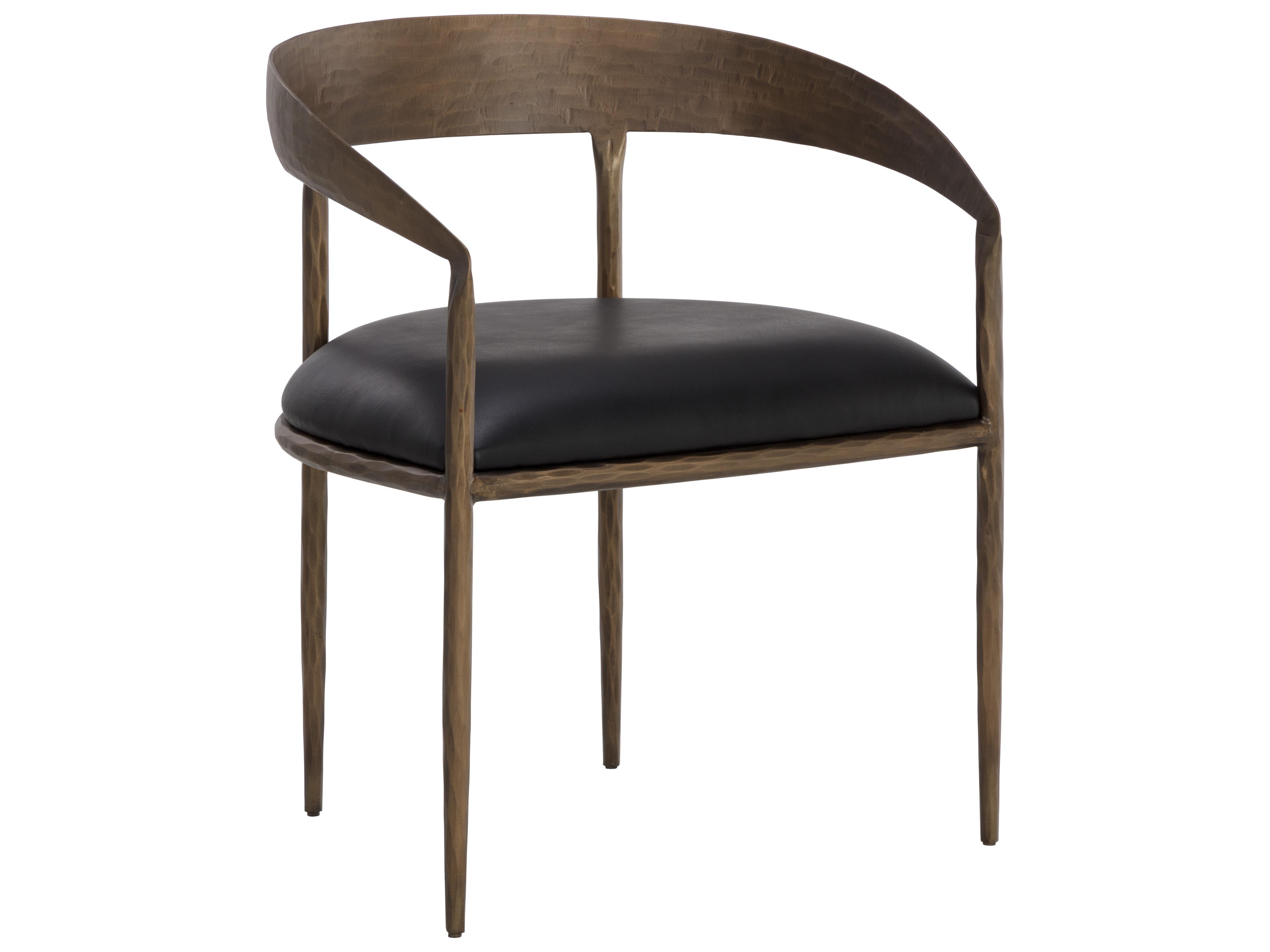 Sunpan Zanatta Black Leather Arm Dining Chair