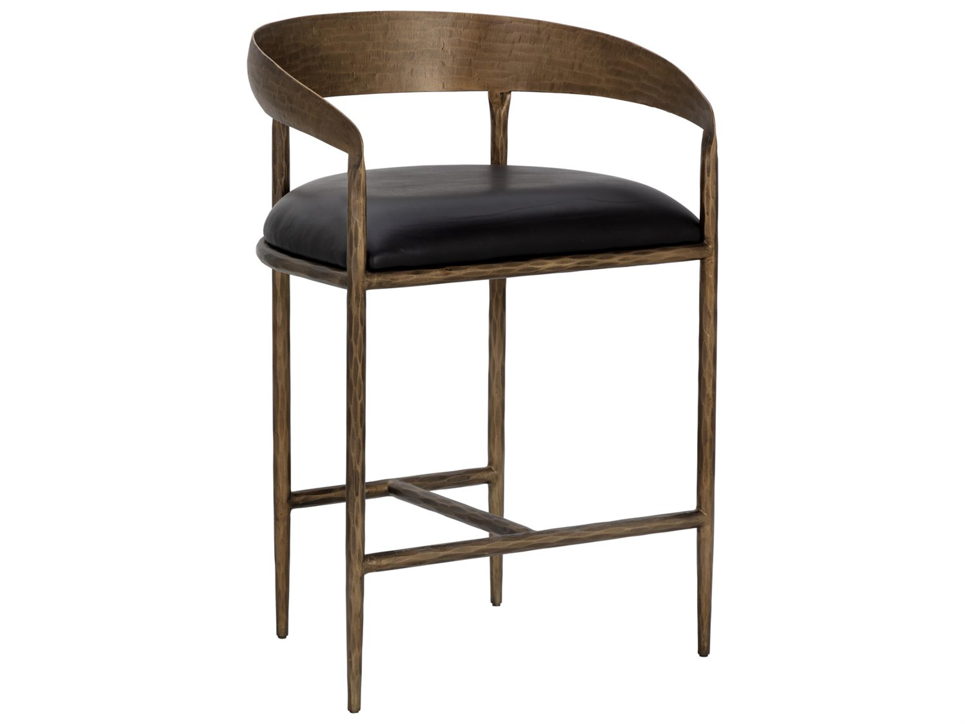 Sunpan Zanatta Charcoal Black Leather Counter Stool