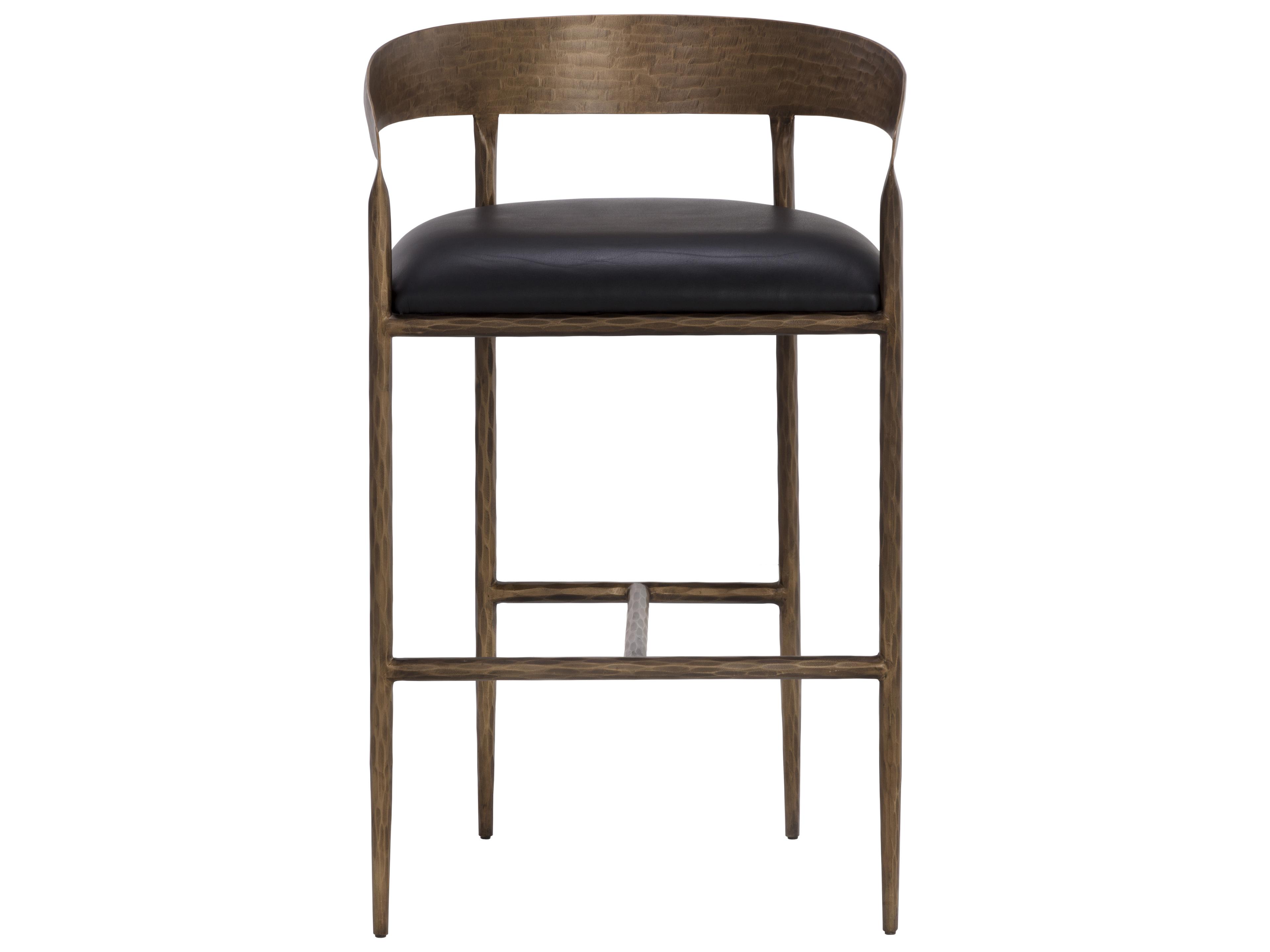 Sunpan Zanatta Charcoal Black Leather Bar Stool
