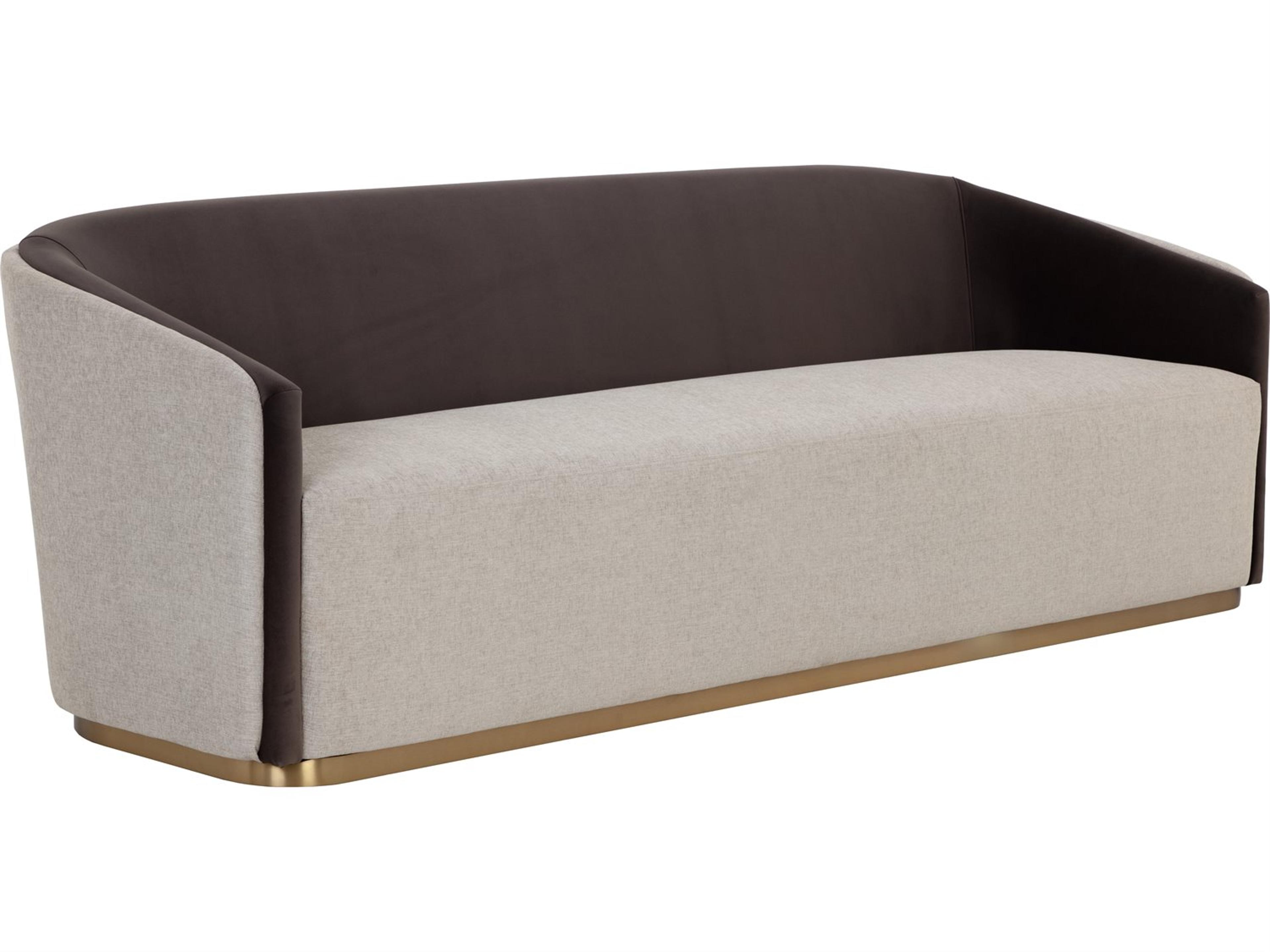 Sunpan Sheva Ernst Sandstone Meg Ash Brown Upholstered Sofa