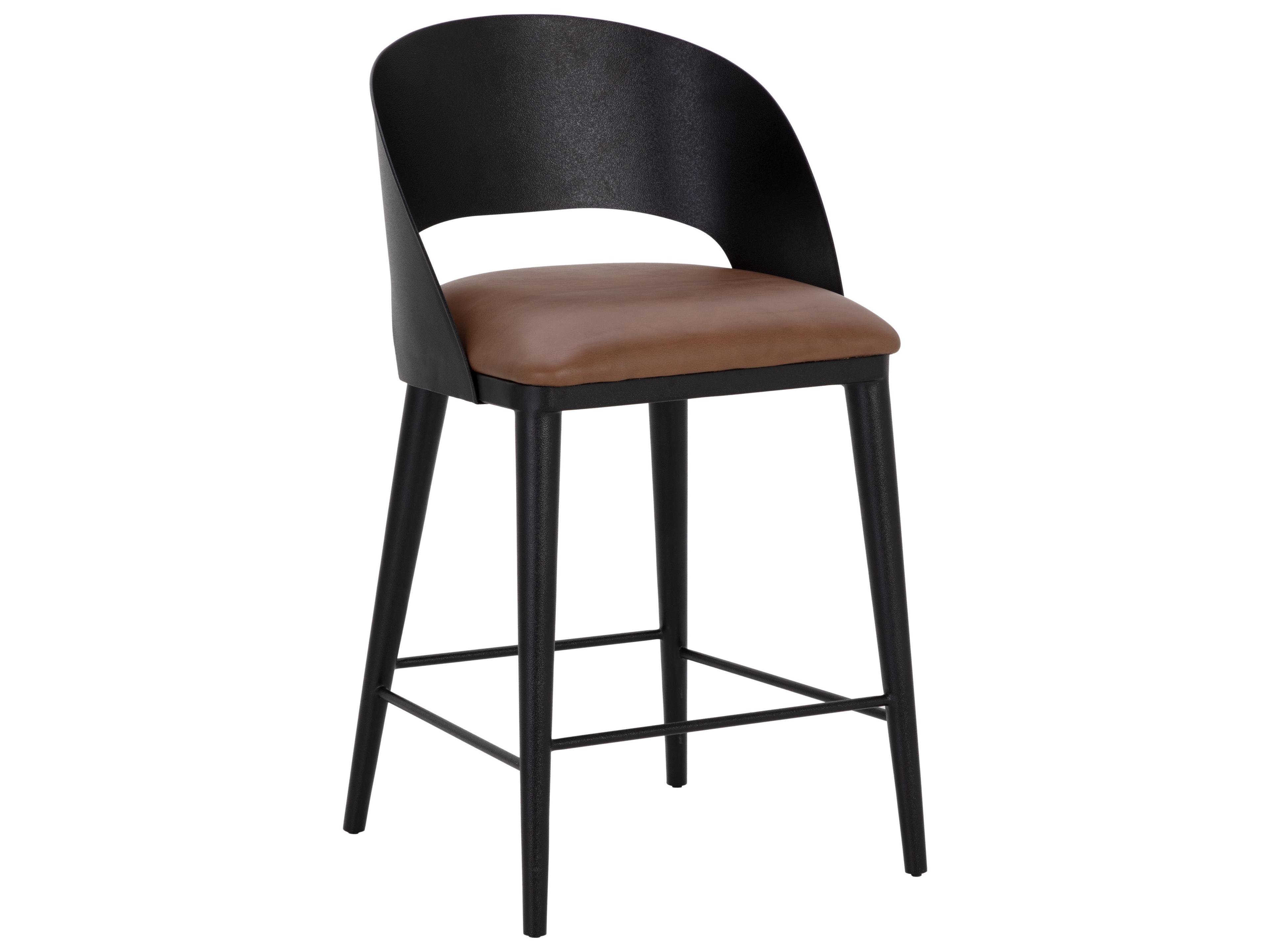 Sunpan Dezirae Black Cognac Leather Counter Stool