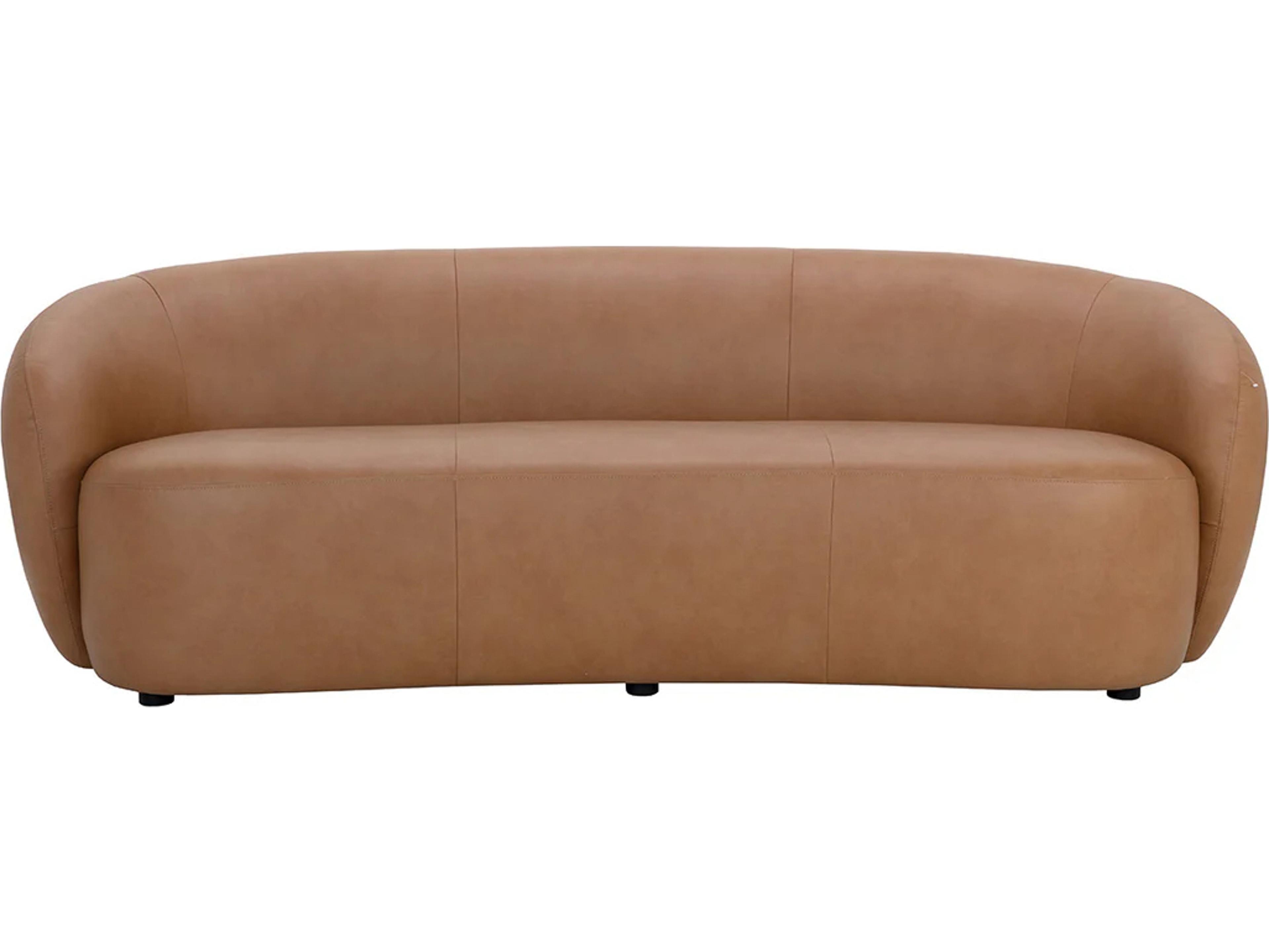 Sunpan Lorne Aline Butternut Leather Brown Upholstered Sofa