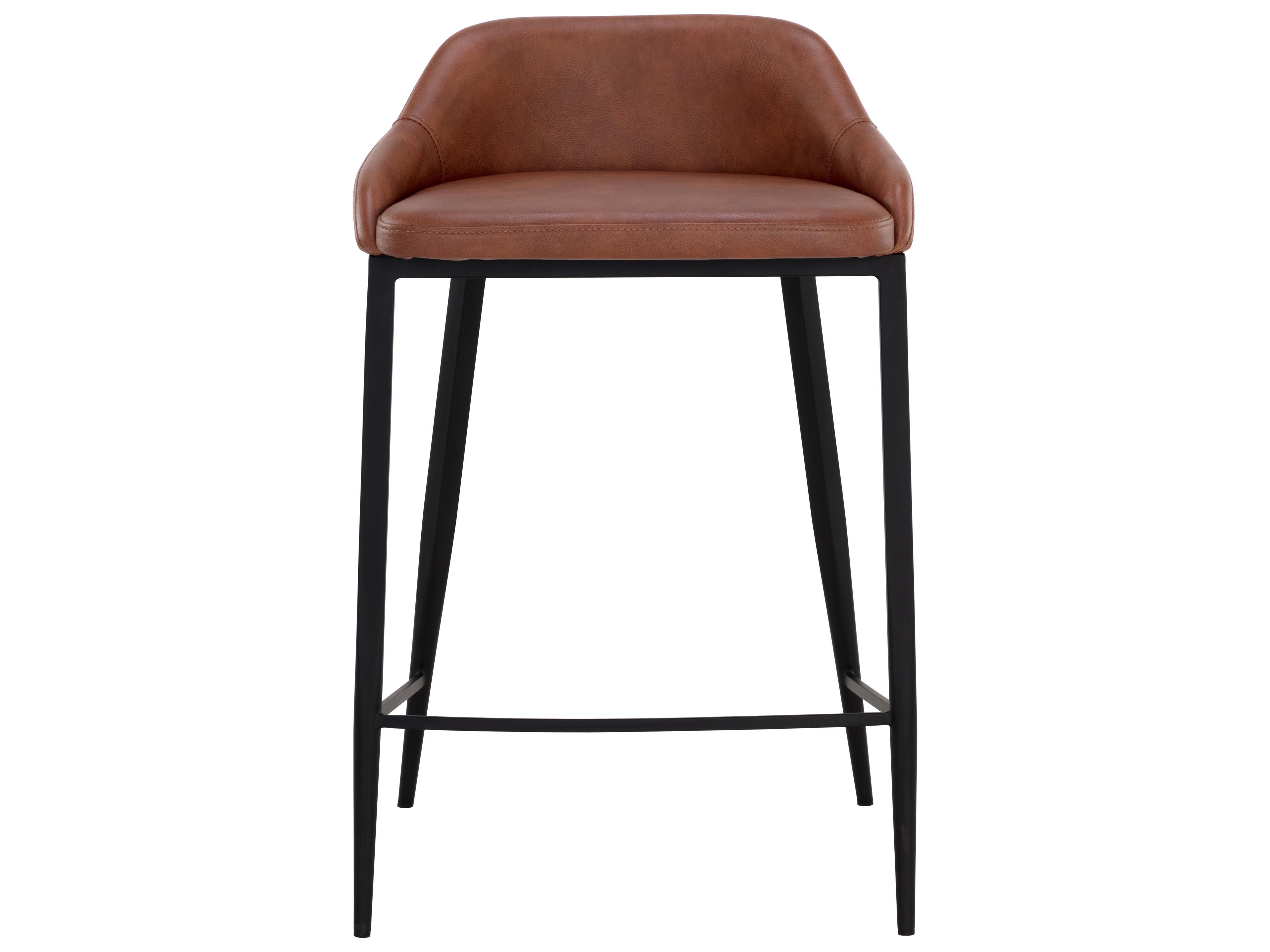 Sunpan Astra Black Cinnamon Brown Faux Leather Bar Stool