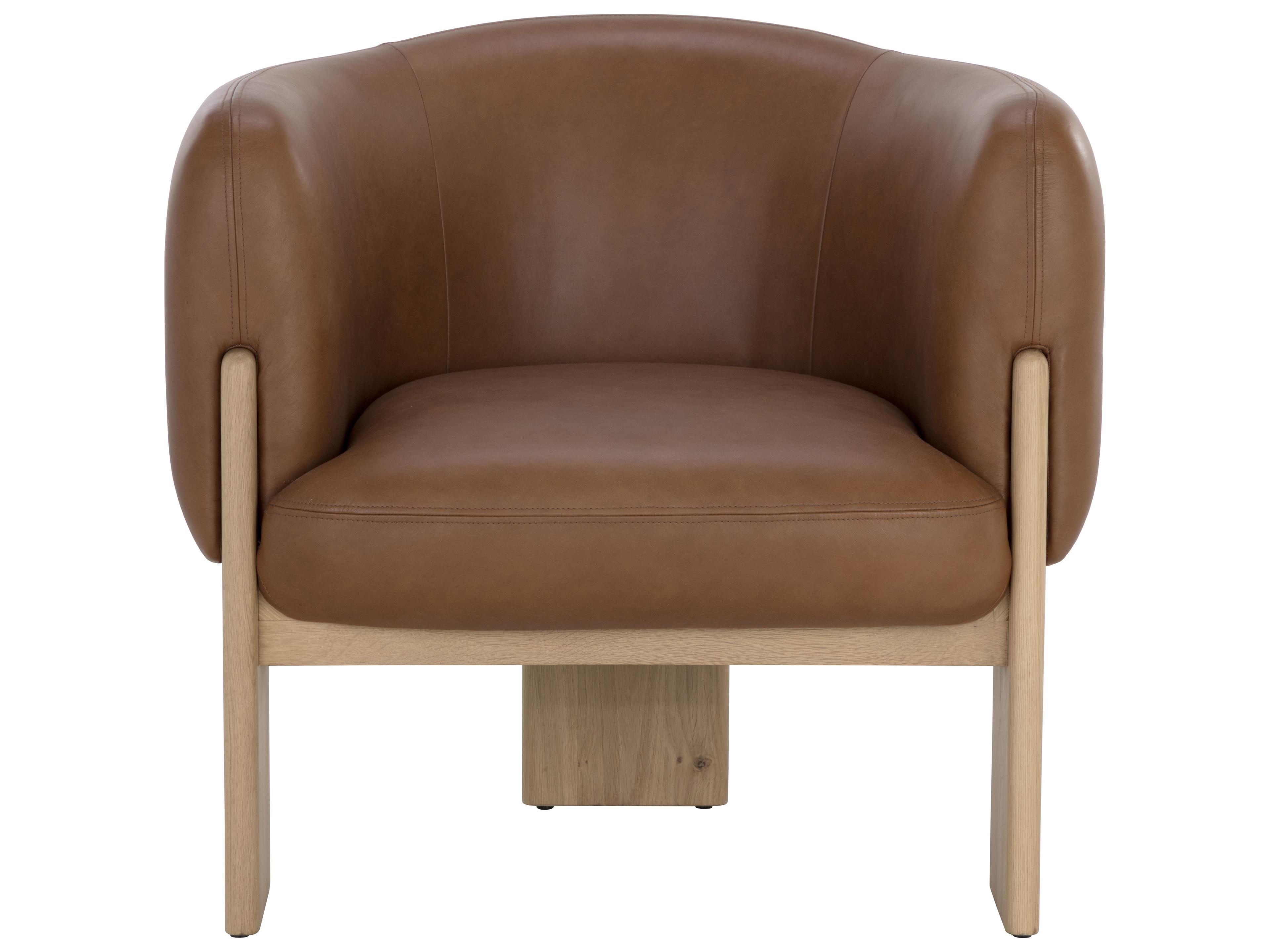 Sunpan Trine Brown Leather Accent Chair