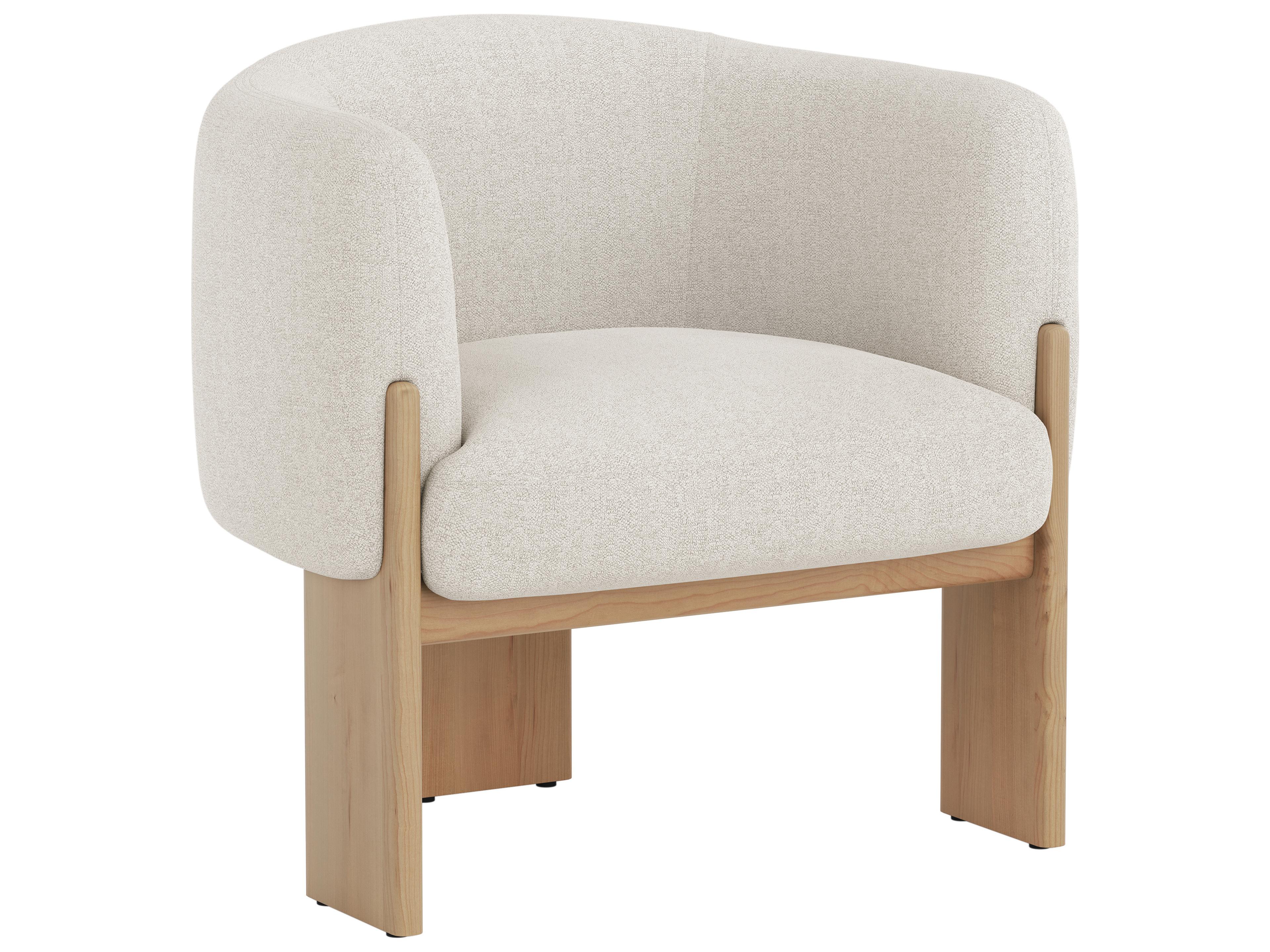 Sunpan Trine White Fabric Accent Chair