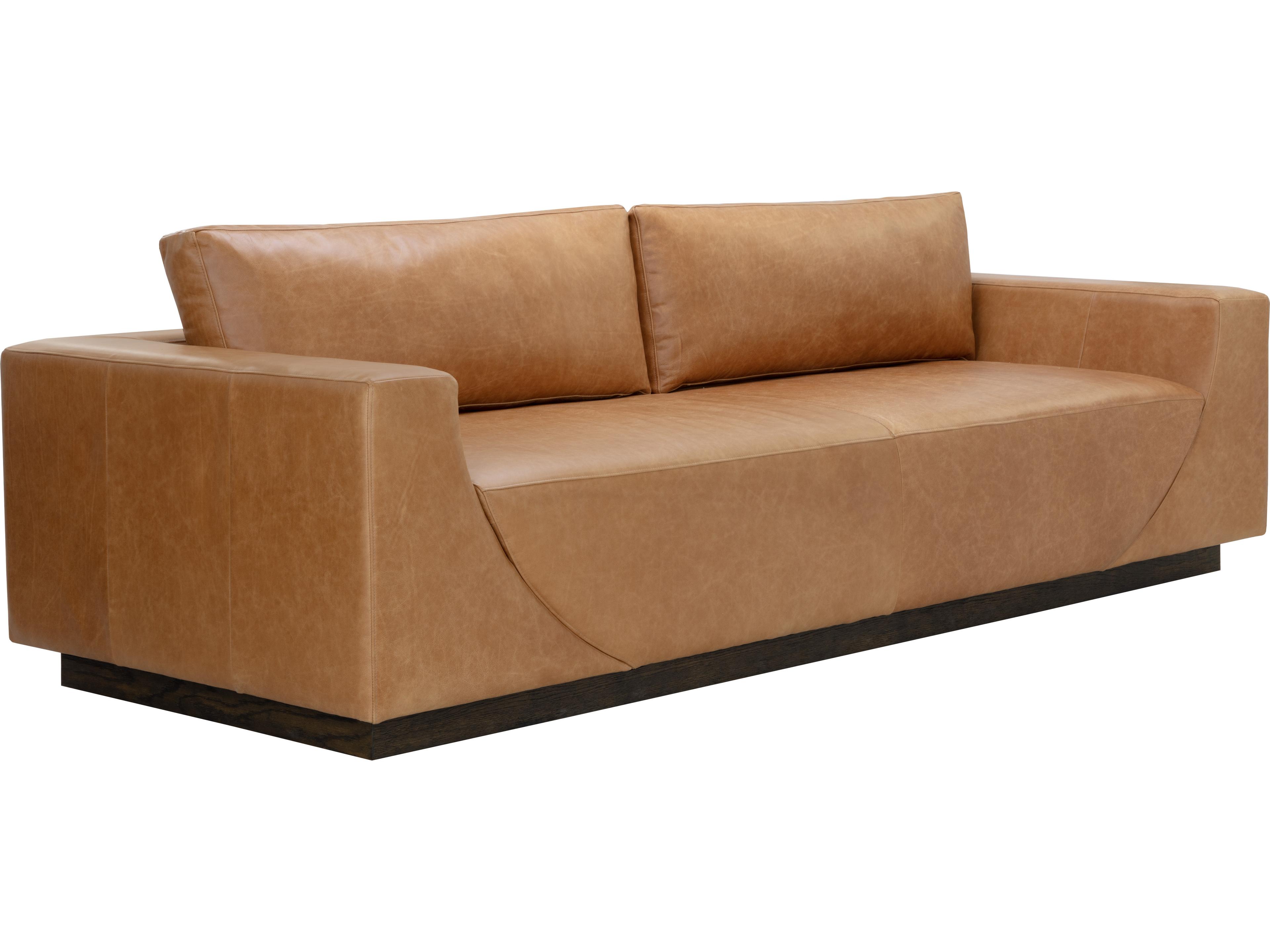 Sunpan Anakin Sofa in Dark Brown in Tuscany Cognac Leather