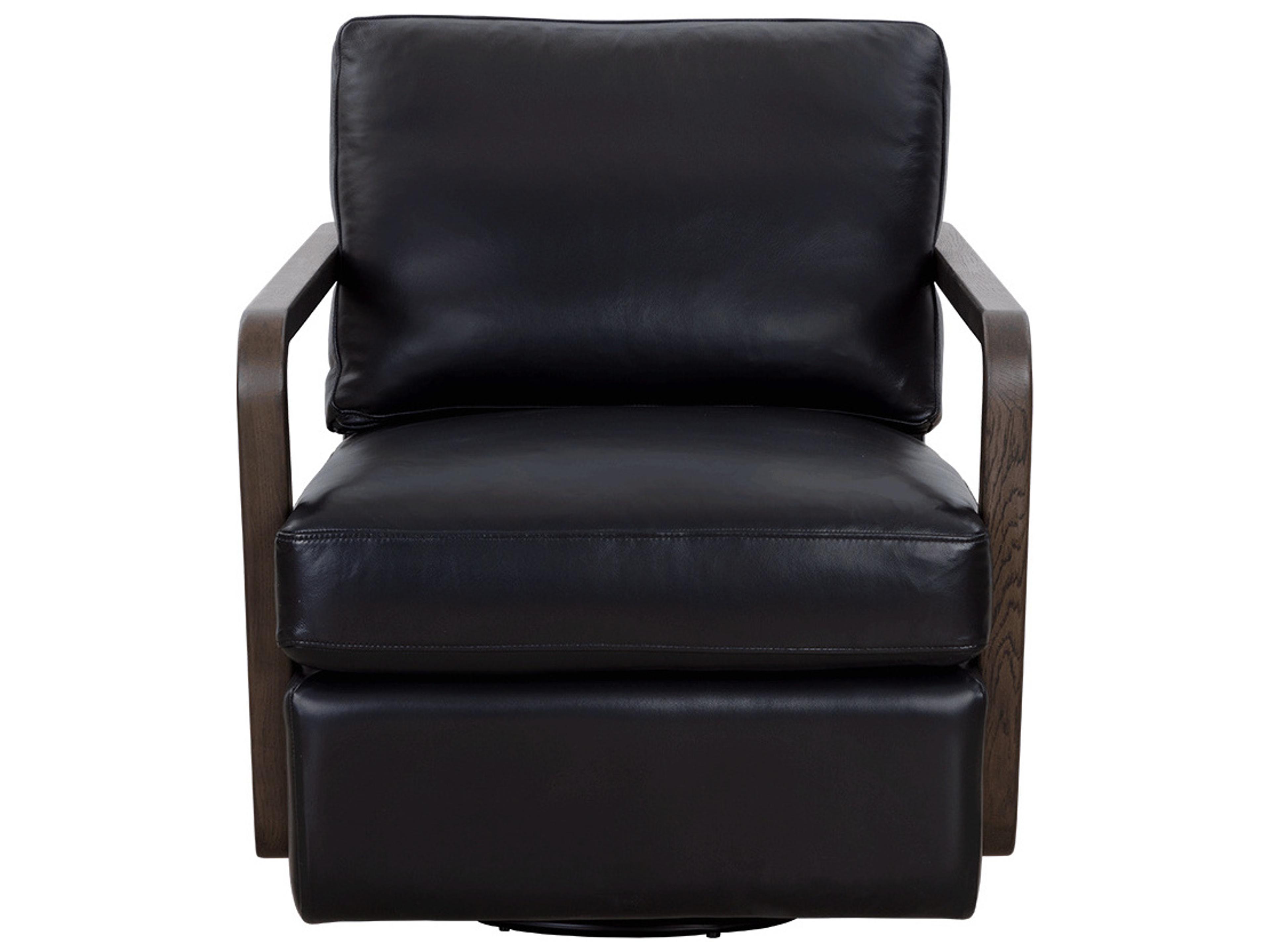 Sunpan Castell Swivel Brown Leather Accent Chair