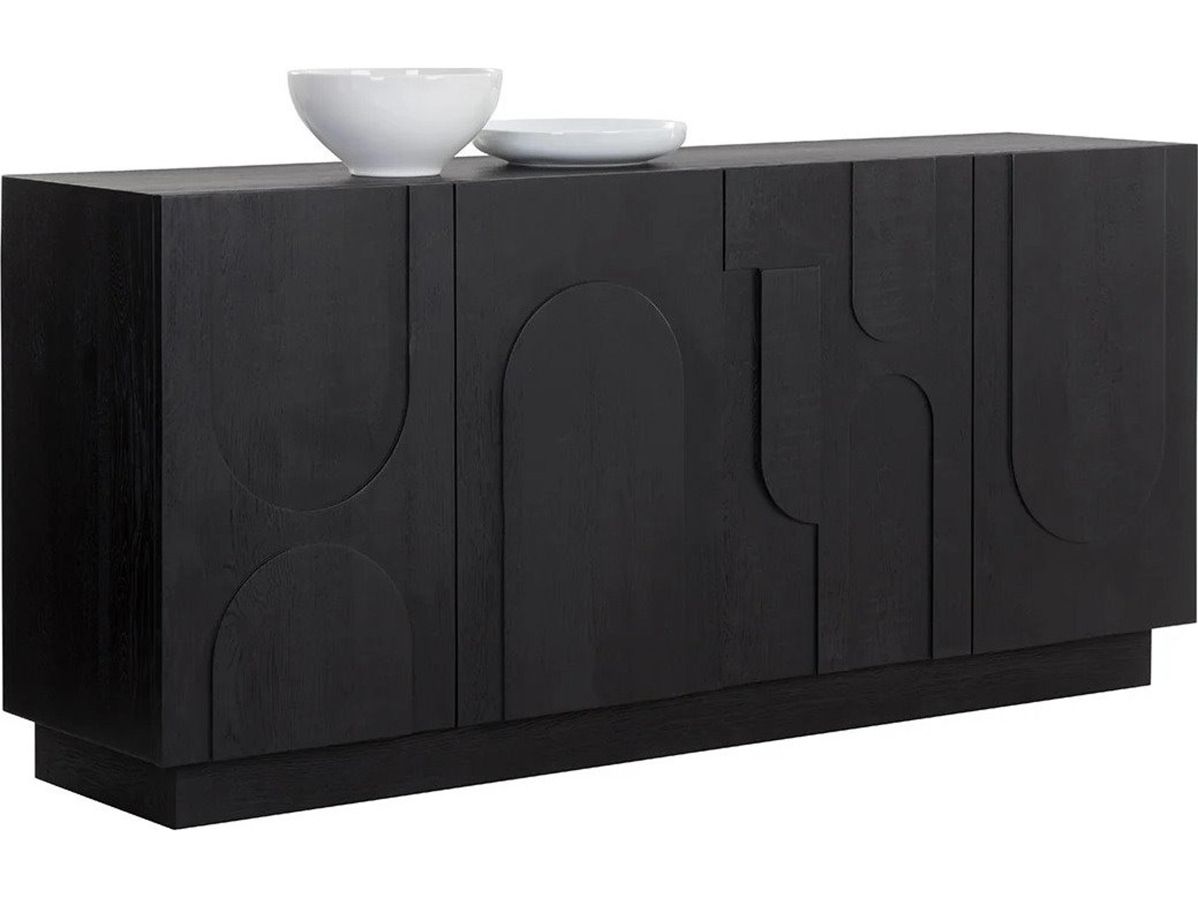 Sunpan Cove 74" Oak Wood Black Sideboard