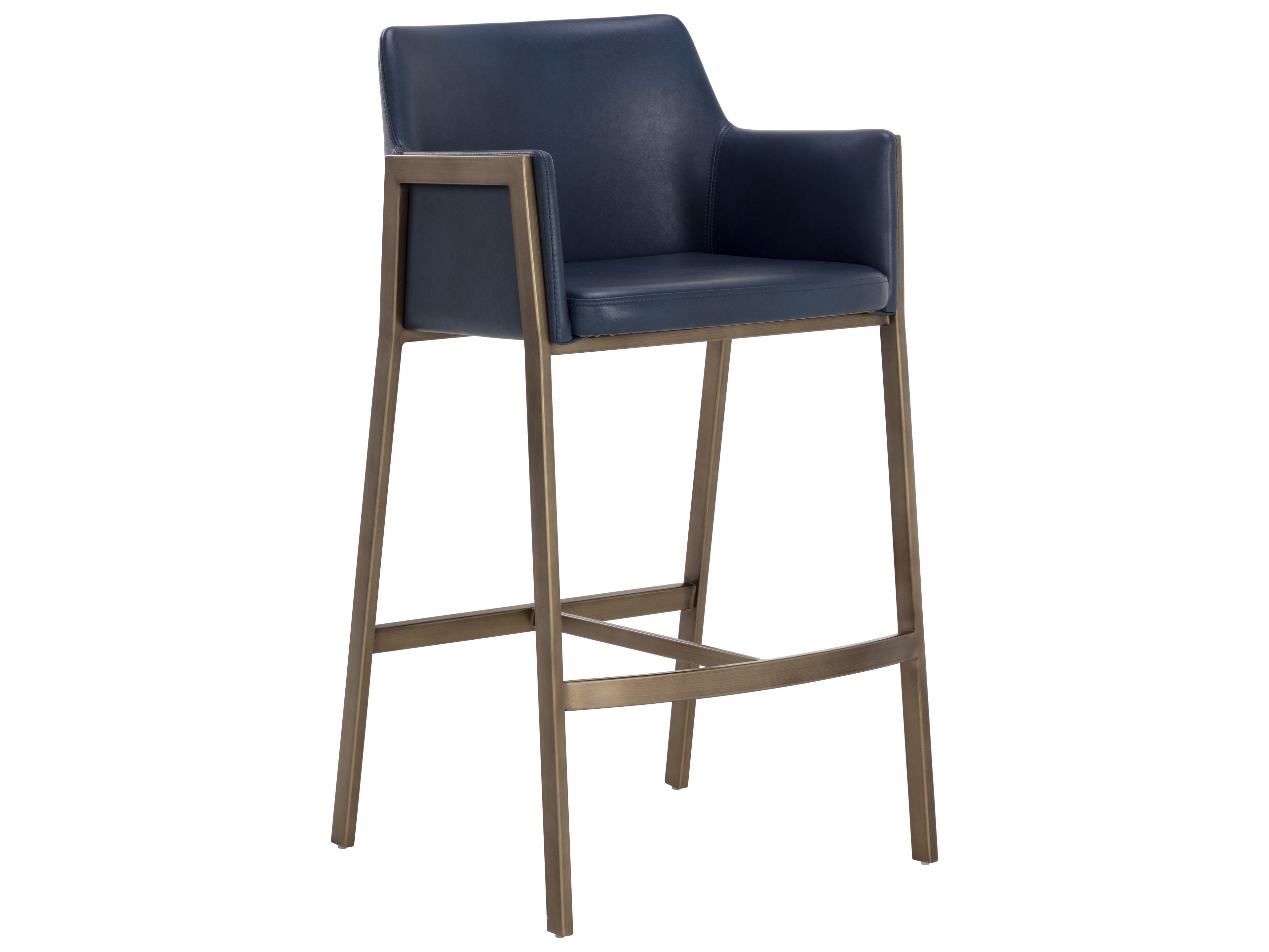 Sunpan Ikon Antique Brass Faux Leather Bar Stool