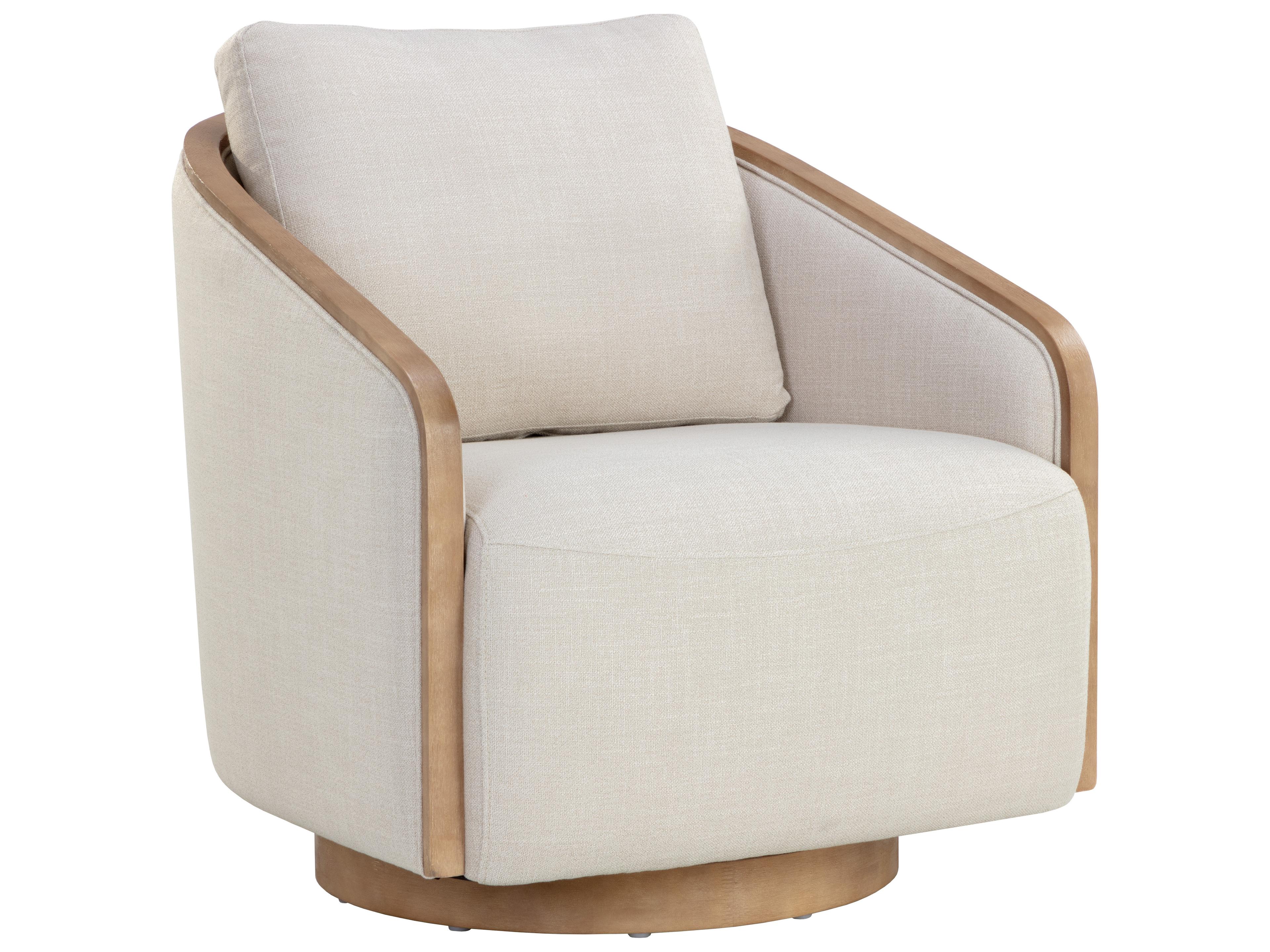 Sunpan Tasia Swivel Lounge Chair in Effie Linen