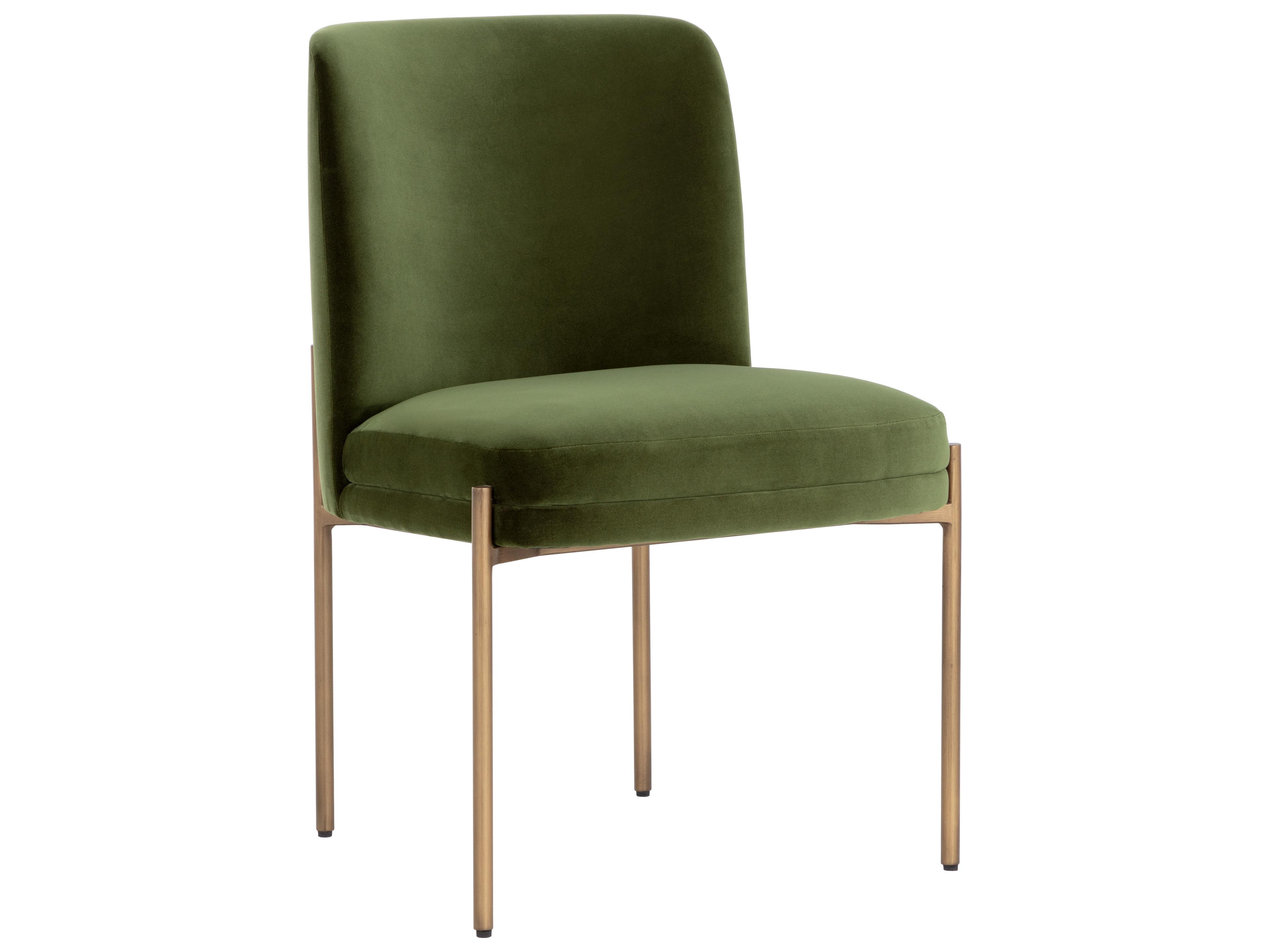 Sunpan Richie Richie Dining Chair Antique Brass Forest Green