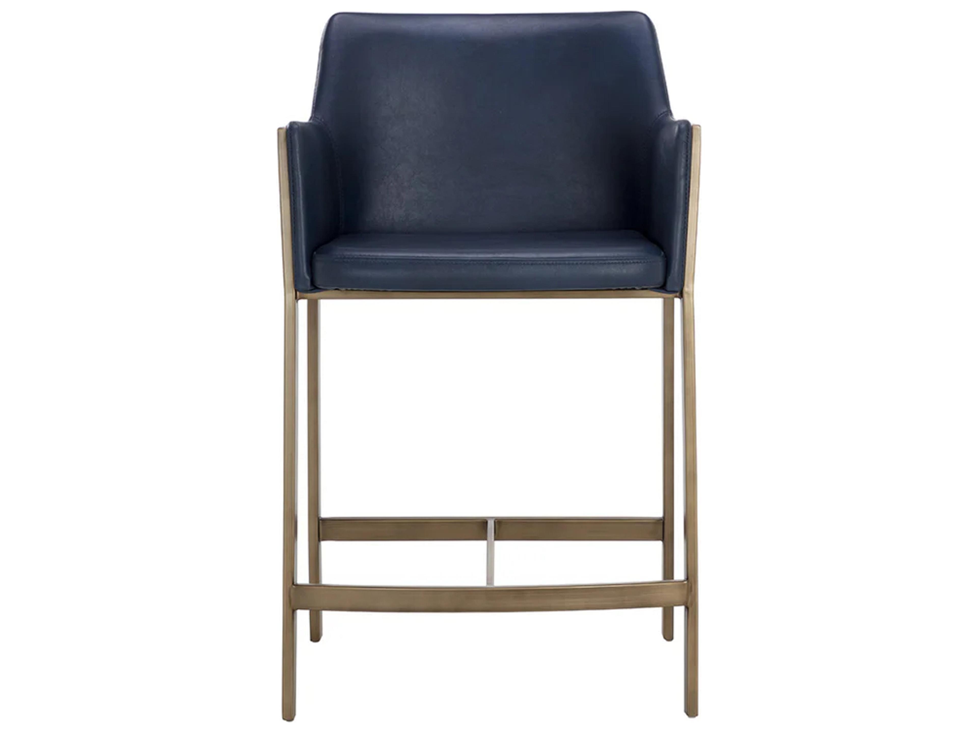 Sunpan Ikon Antique Brass Faux Leather Counter Stool