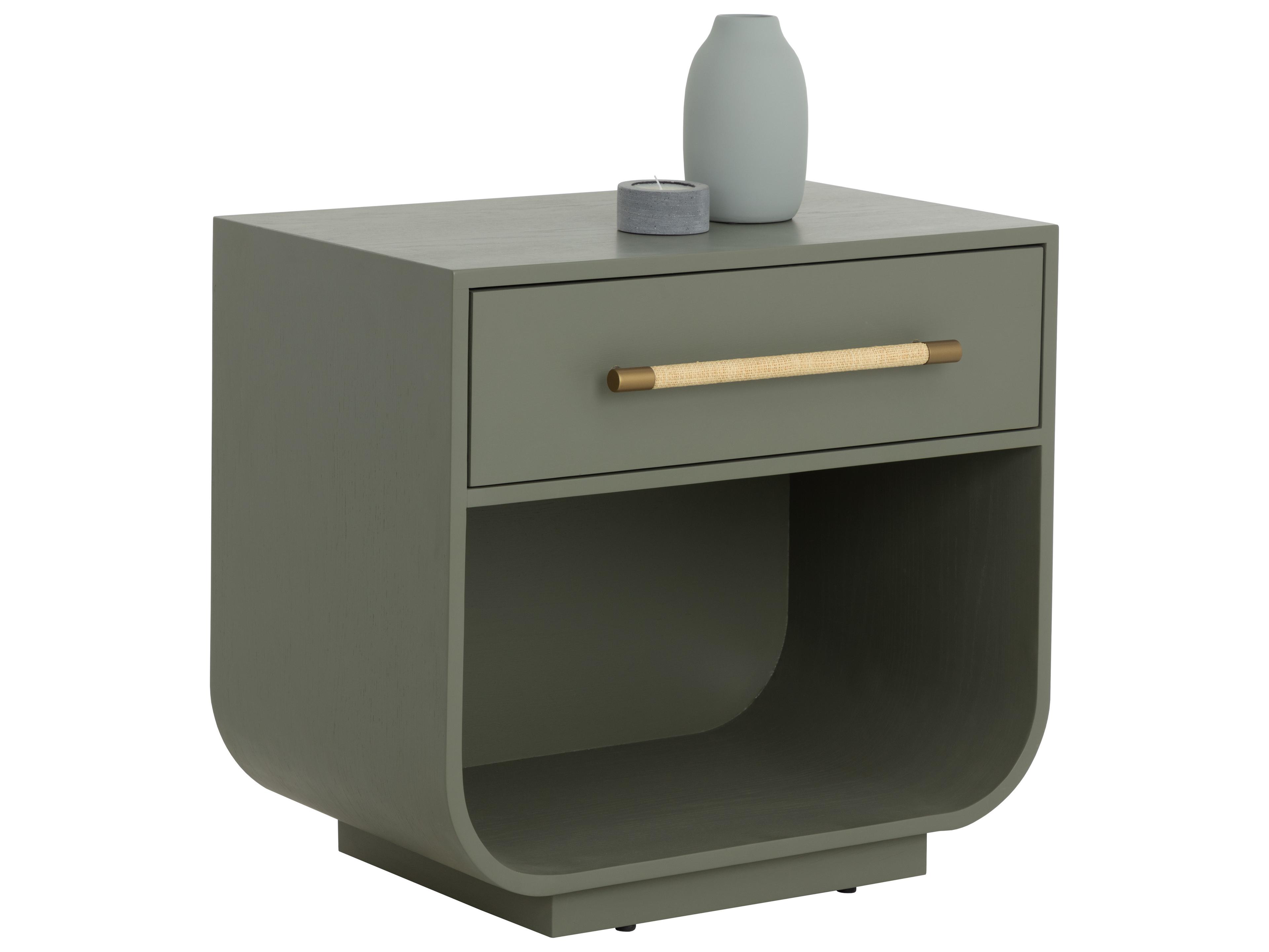 Sunpan Tarrant 1-Drawer Oak Wood Nightstand