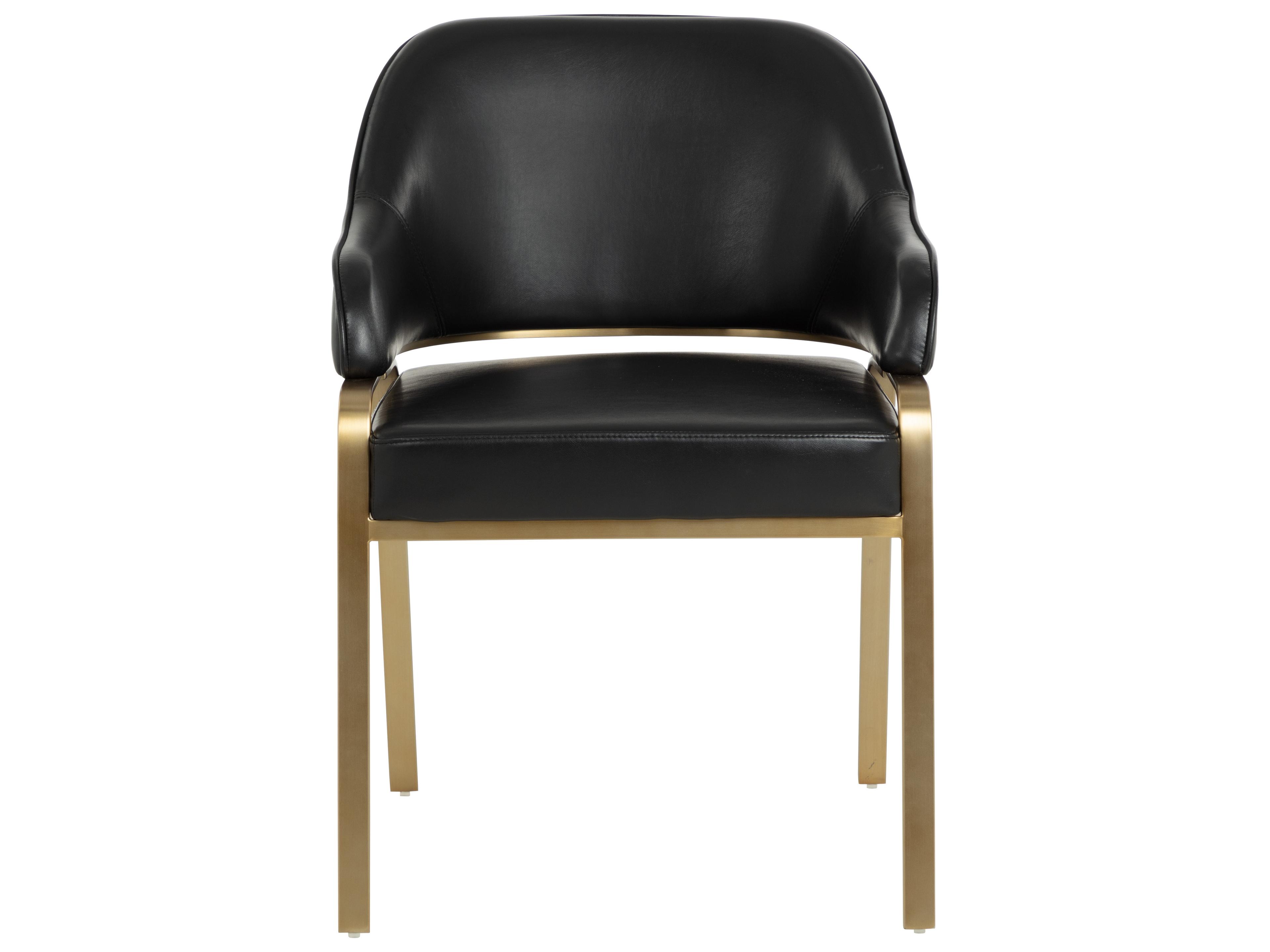 Sunpan Malachi Black Faux Leather Arm Dining Chair