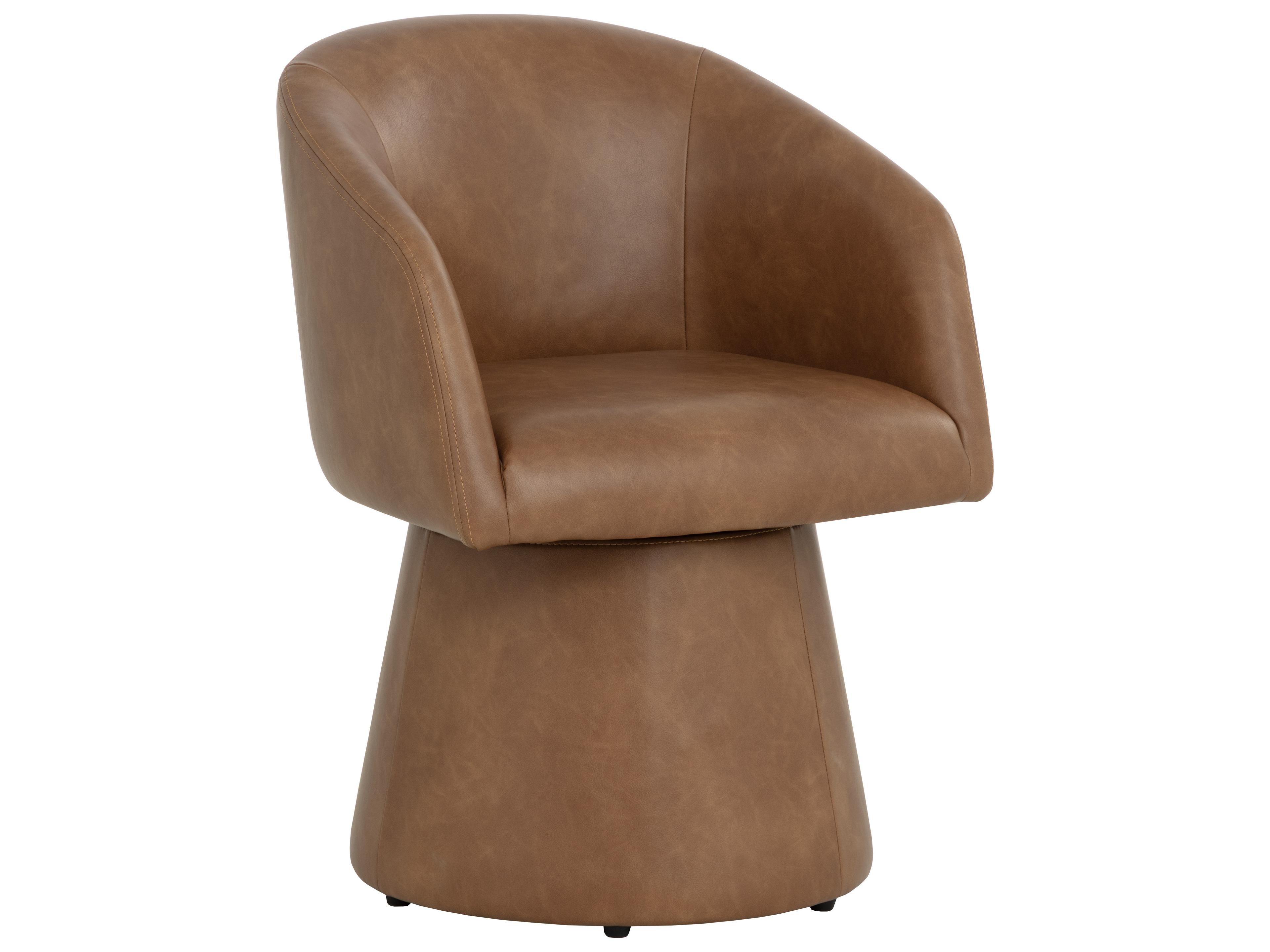 Sunpan Etta Swivel Dining Armchair in Copley Cognac