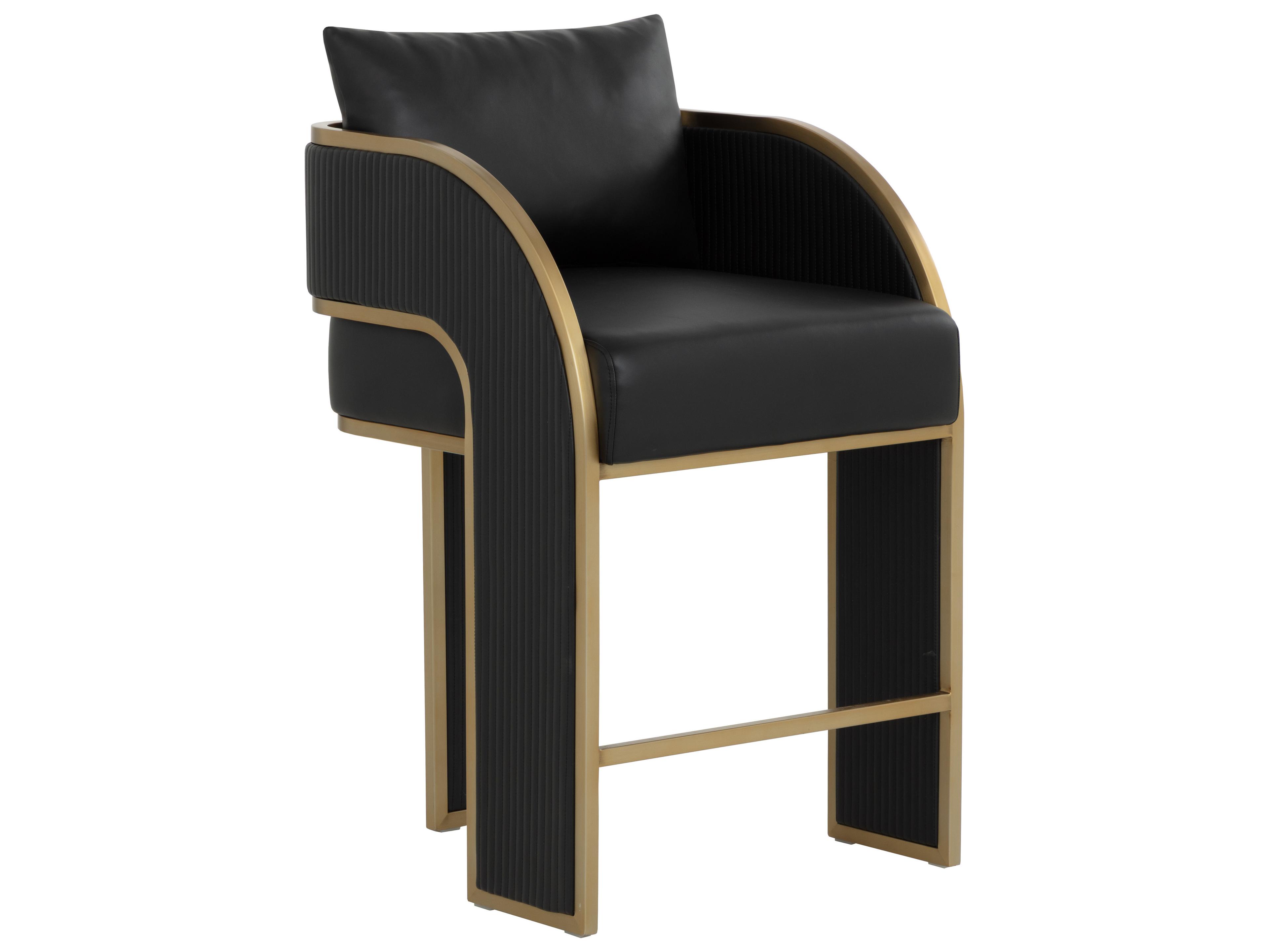 Sunpan Baz Black Faux Leather Hardwood Counter Stool