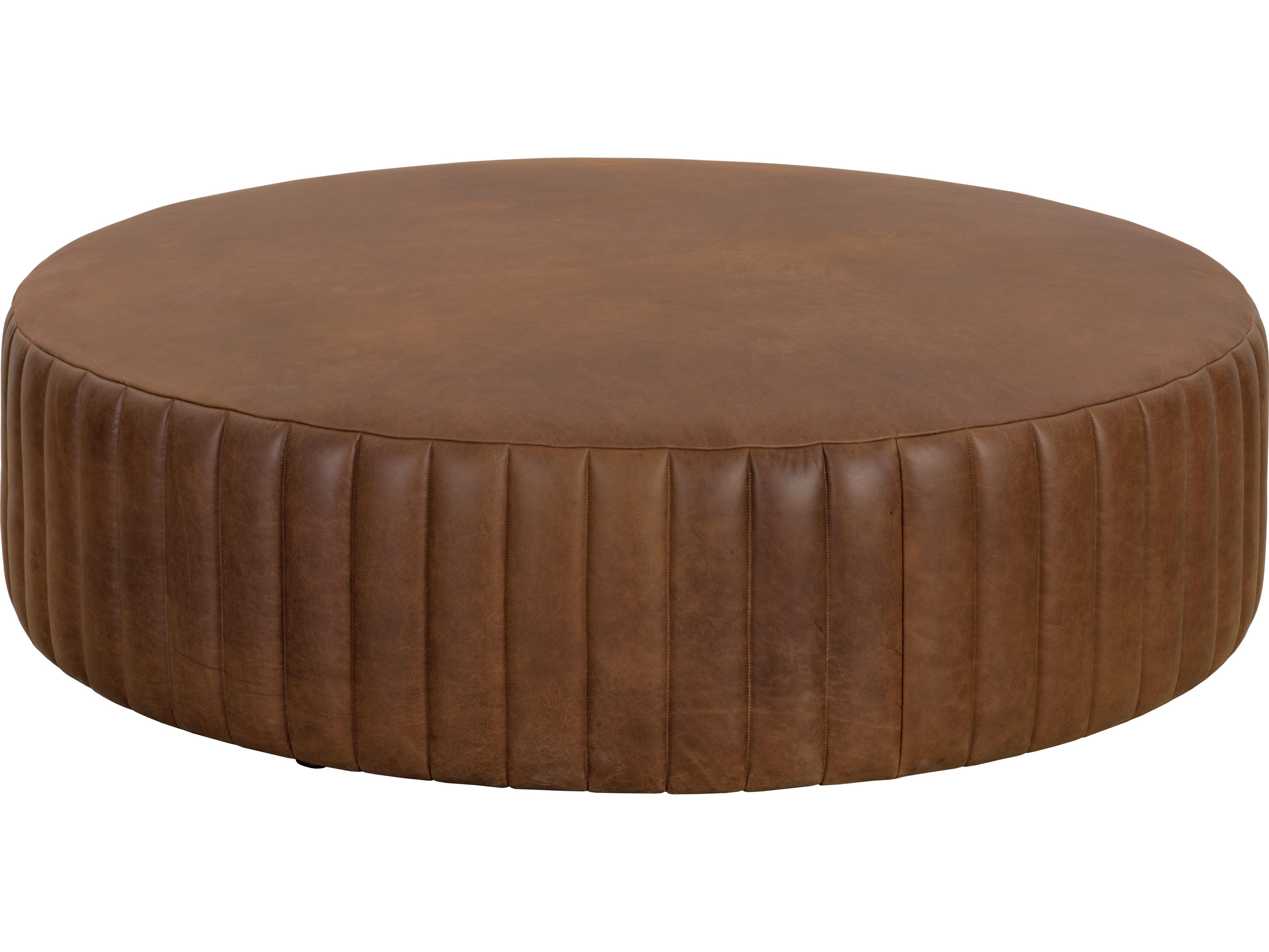 Sunpan Divano  Brown Leather Ottoman