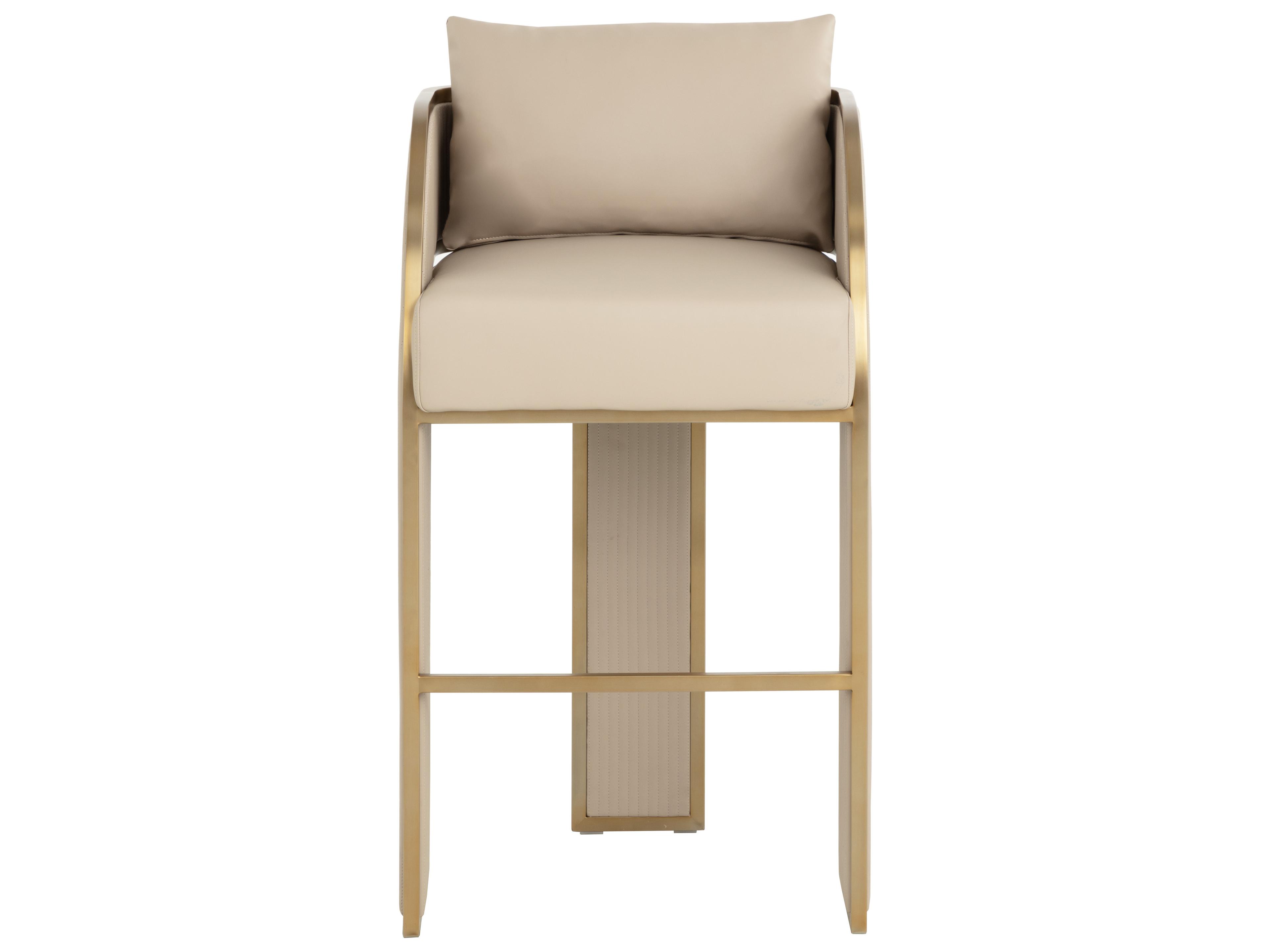 Sunpan Baz Cream Faux Leather Bar Stool