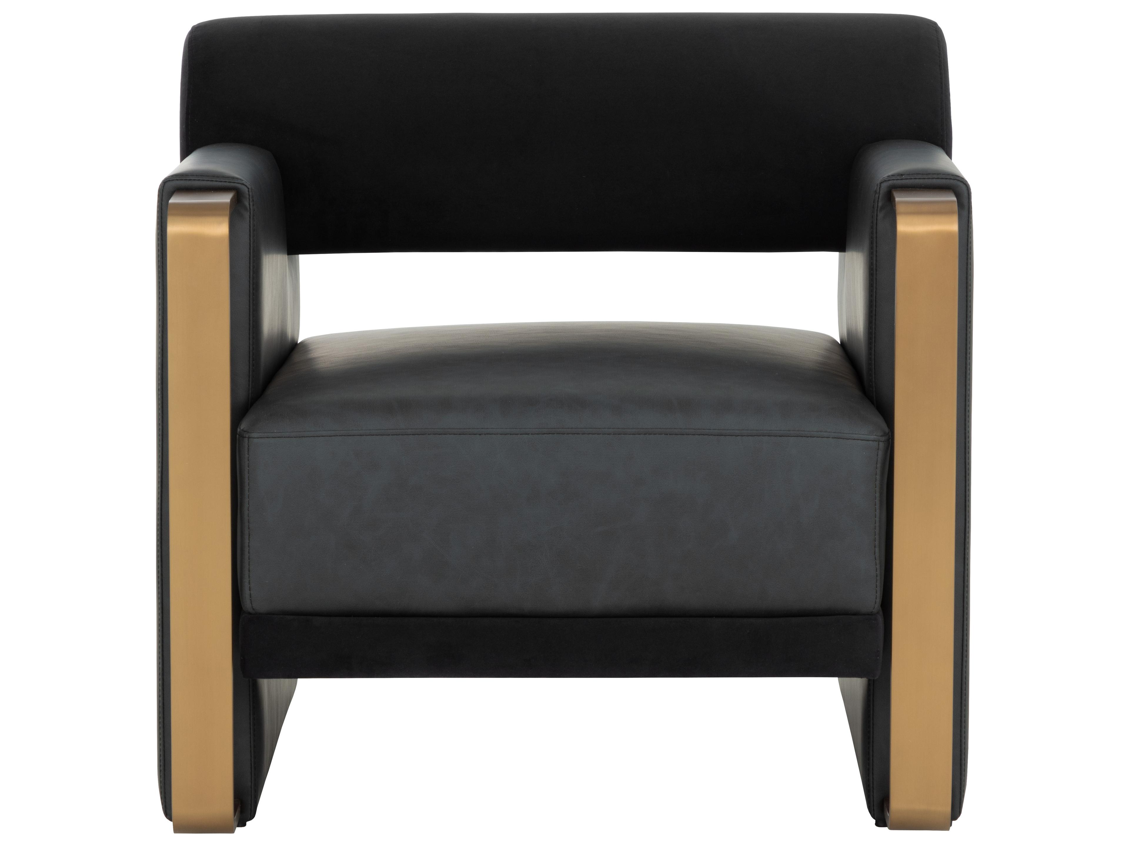 Sunpan Edgar Black Faux Leather Accent Chair