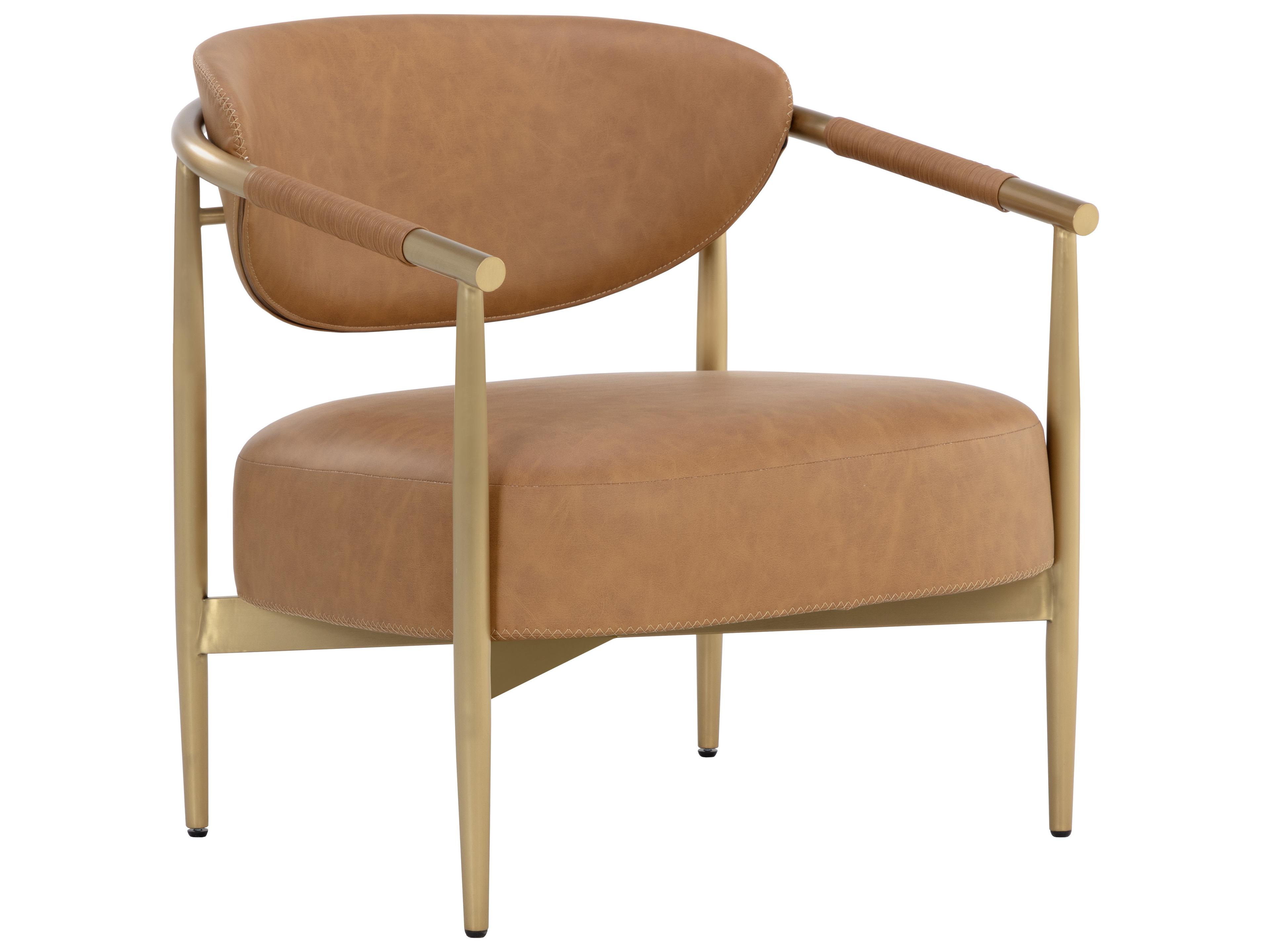 Sunpan Heloise Brown Leather Accent Chair